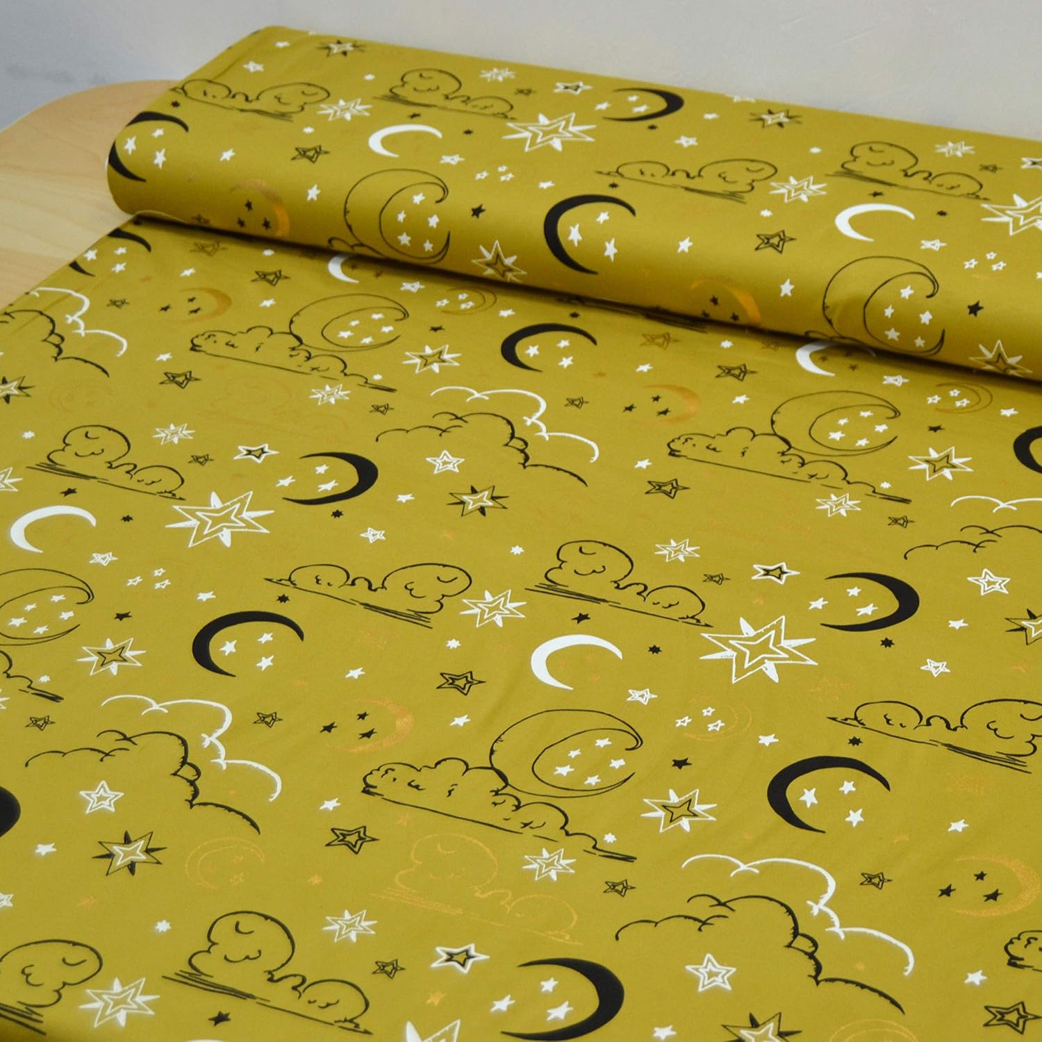 MAGAM-Stoffe Gute Nacht Jersey Stoff Kinderstoff Oeko-Tex Meterware 50cm (03. Gold)