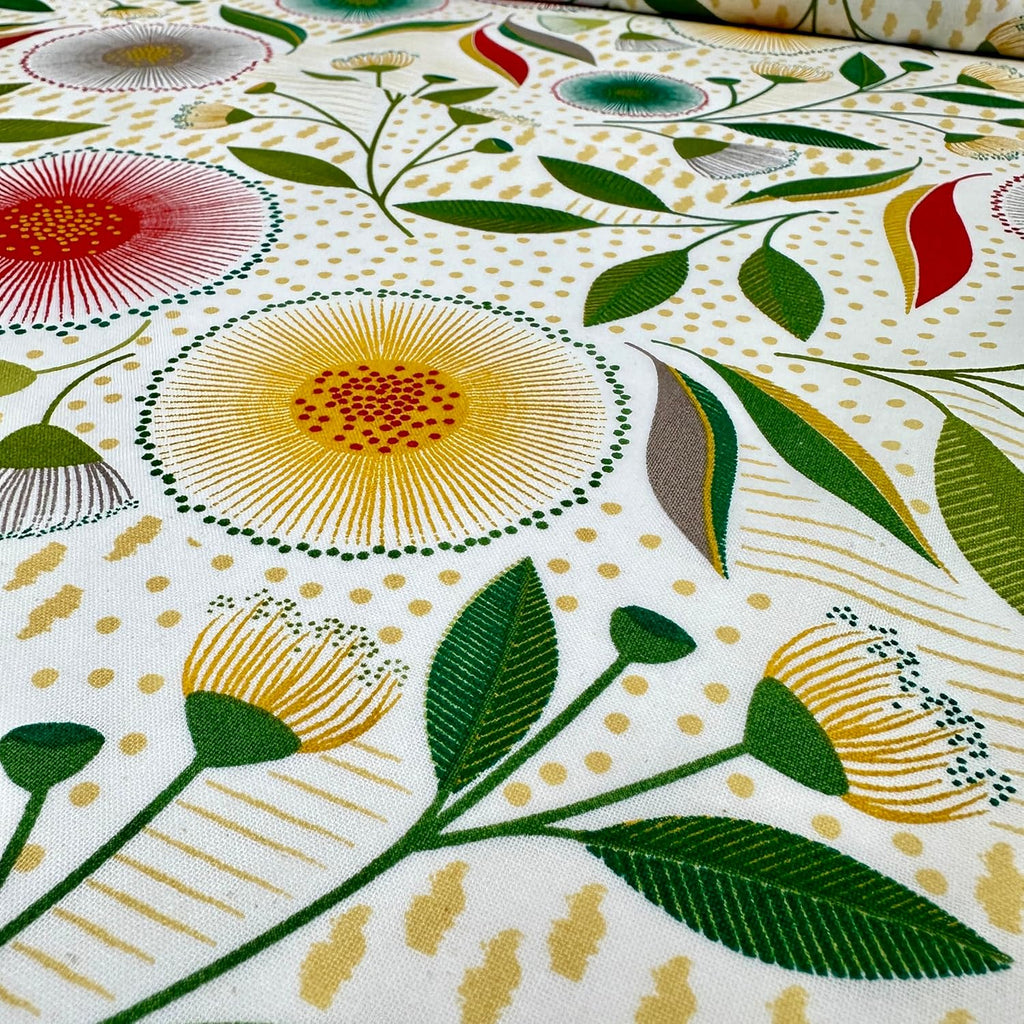 MAGAM-Stoffe Pusteblumen Baumwollstoff Dekostoff aus Frankreich ÖKO-TEX Meterware ab 50cm (Rot grün)