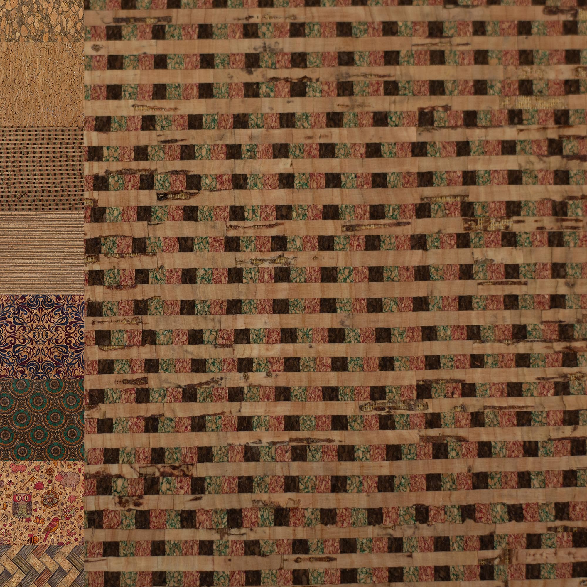 MAGAM-Stoffe Kork Stoff zum nähen Basteln Möbel bedruckt gold natur Meterware 50cm (Eulen)