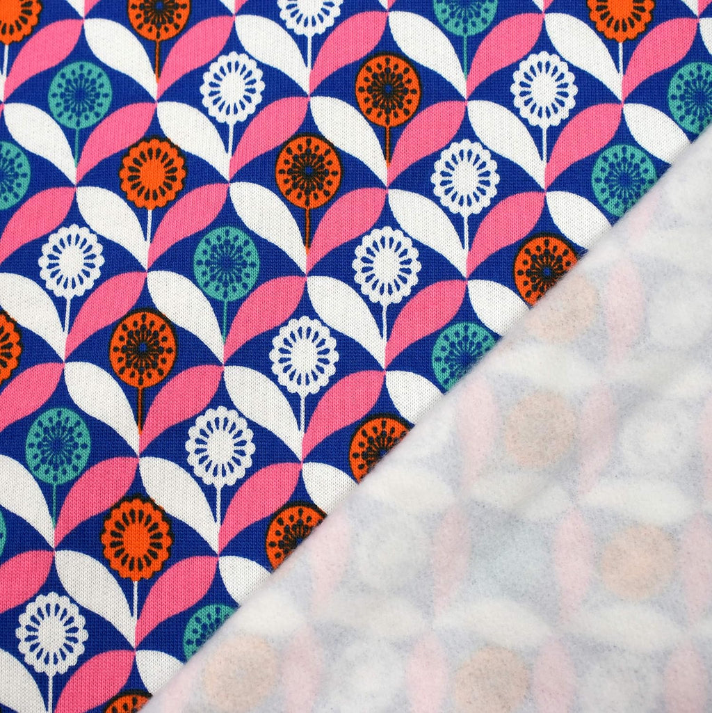 MAGAM-Stoffe Kora Blumen Sweat Kinder Stoff Oeko-Tex Meterware 50cm (02. Blau)