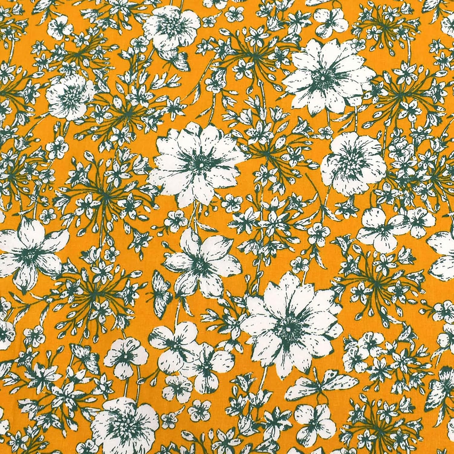 MAGAM-Stoffe Alya Baumwollstoff aus Frankreich OEKO-TEX Meterware ab 50cm (Gelb)