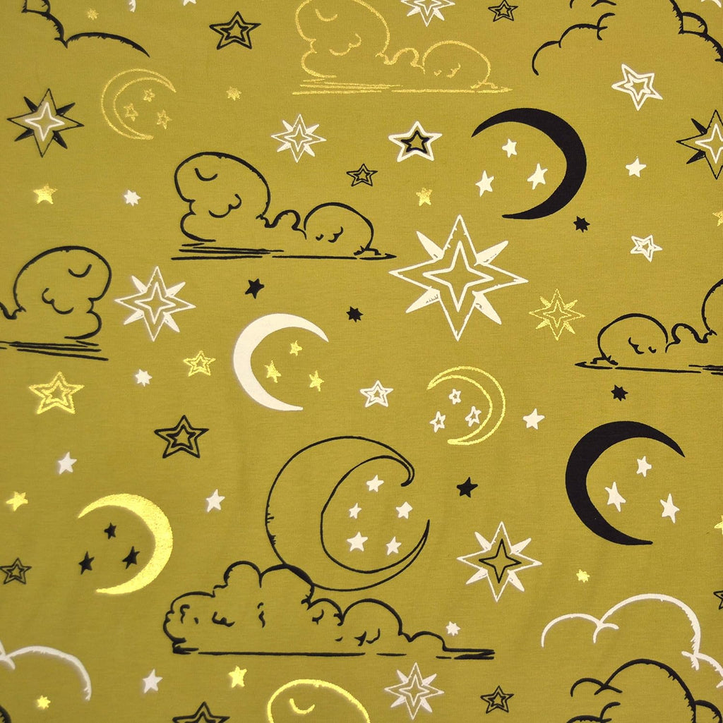 MAGAM-Stoffe Gute Nacht Jersey Stoff Kinderstoff Oeko-Tex Meterware 50cm (03. Gold)