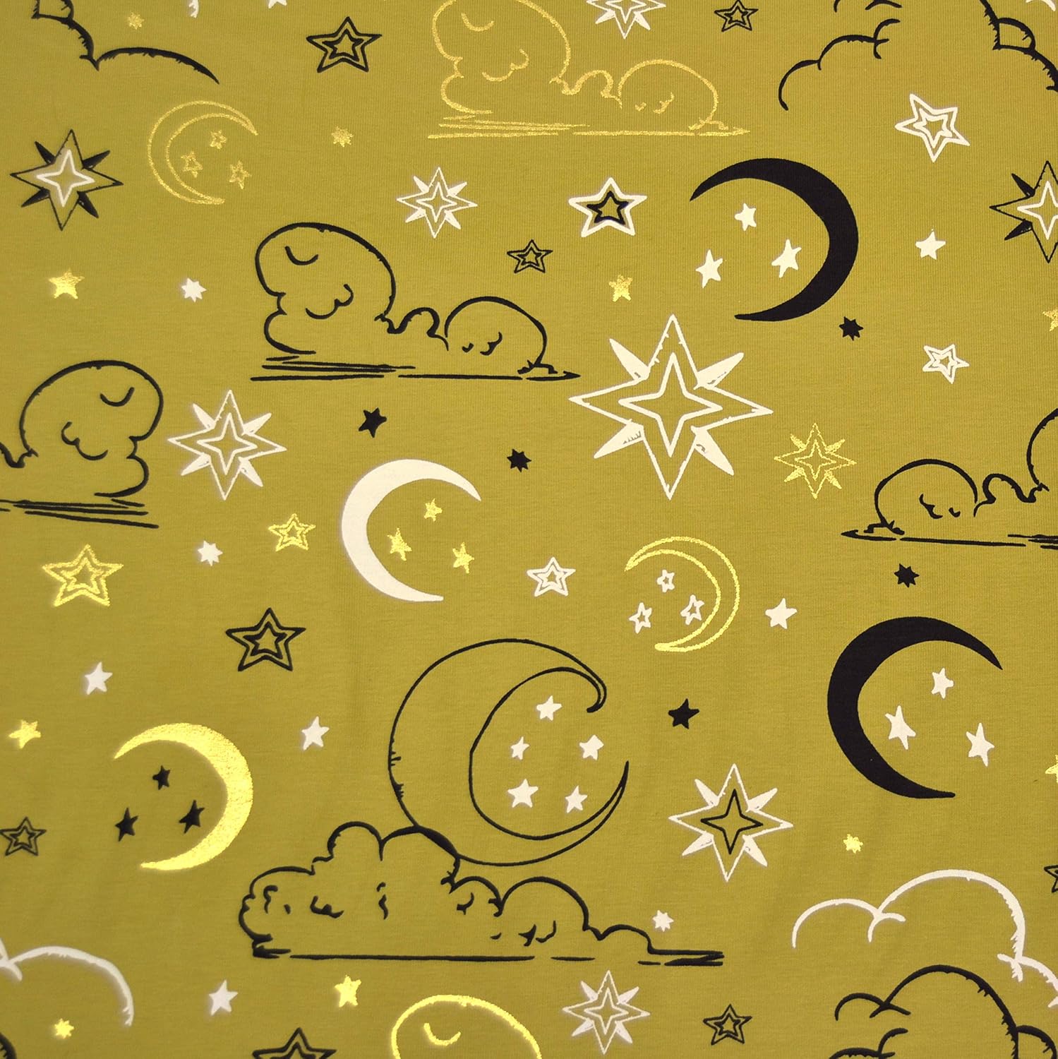 MAGAM-Stoffe Gute Nacht Jersey Stoff Kinderstoff Oeko-Tex Meterware 50cm (03. Gold)
