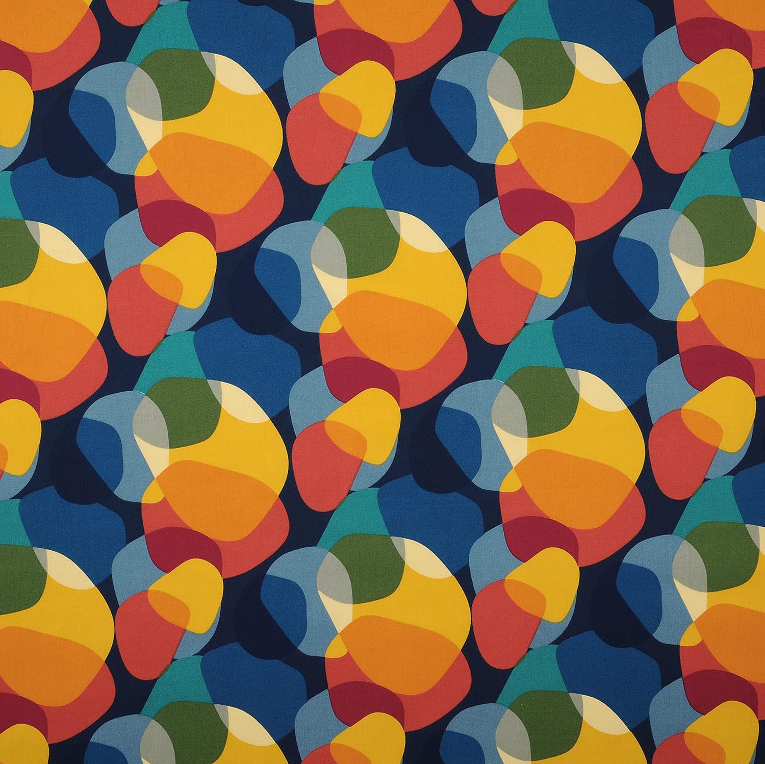 MAGAM-Stoffe Sixties Baumwollstoff Oeko-Tex Meterware 50cm (Dunkelblau-Petrol)