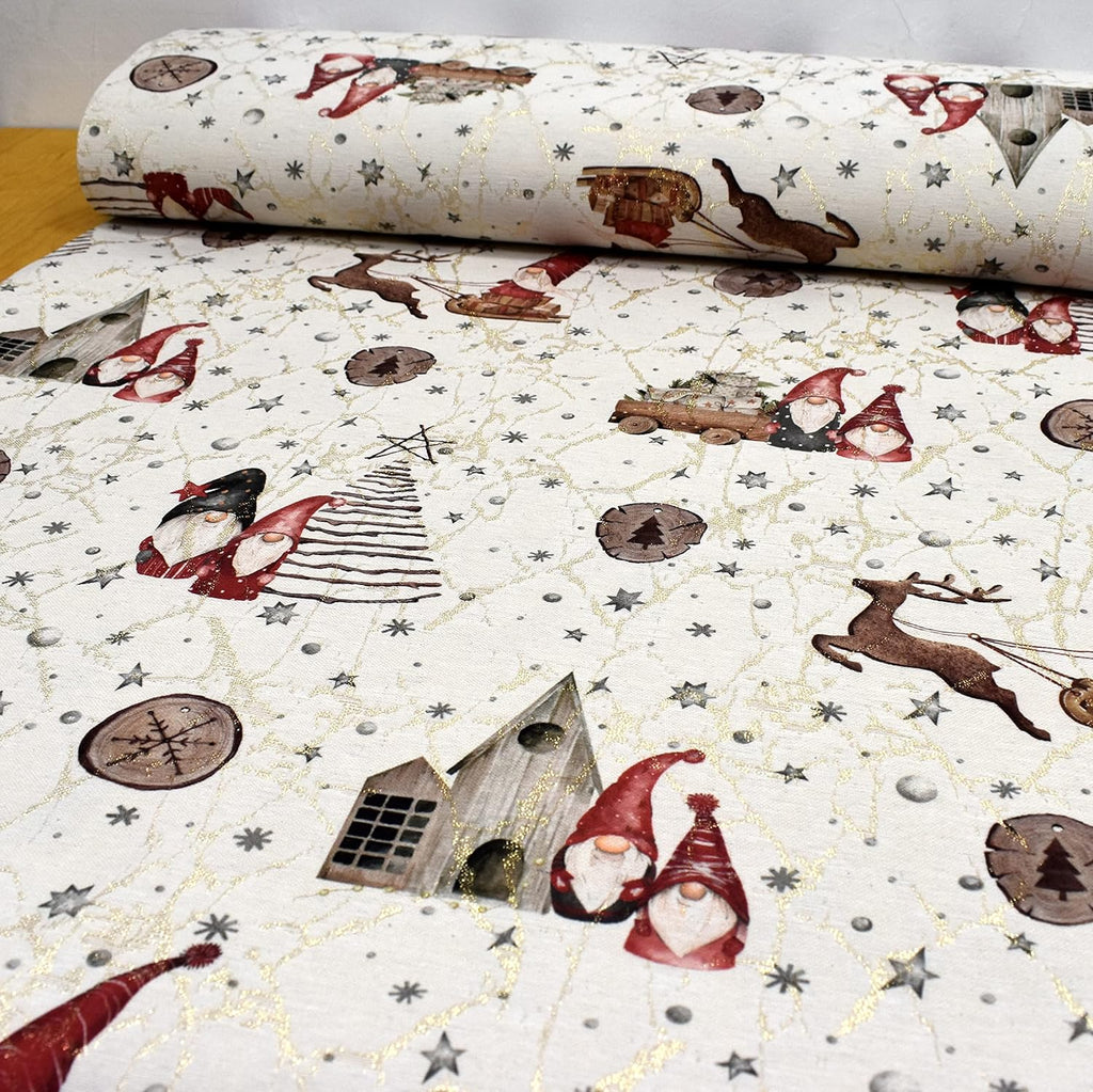 MAGAM-Stoffe Bisou Jacquard Dekostoff Oeko-Tex Meterware 50cm (Zwerge)