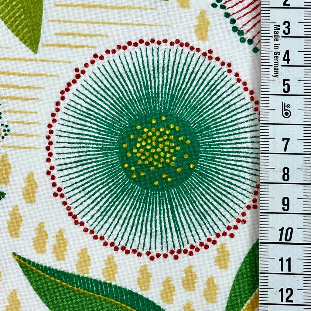 MAGAM-Stoffe Pusteblumen Baumwollstoff Dekostoff aus Frankreich ÖKO-TEX Meterware ab 50cm (Rot grün)