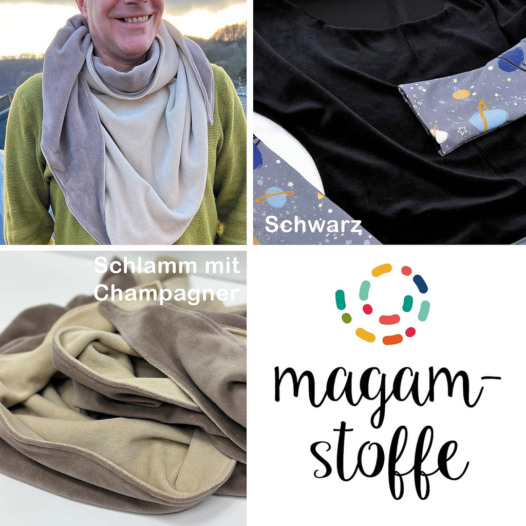 MAGAM-Stoffe Stella Nicki Stoff uni Oeko-Tex Meterware 50cm (32. Schwarz)