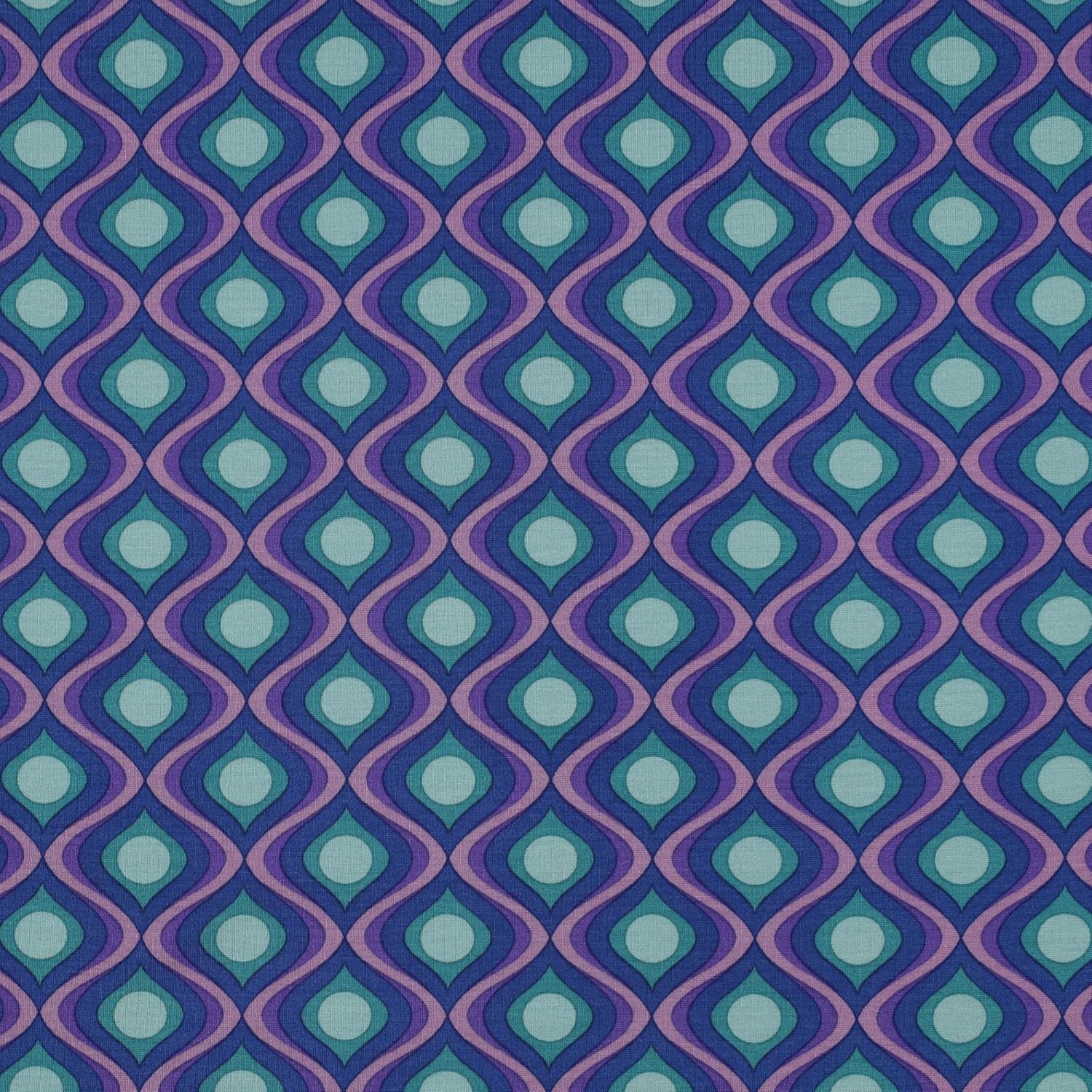 MAGAM-Stoffe Abby Mode Stoff aus Holland Viskose Meterware ab 50cm (Punta Di Roma Muster blau altrosa)