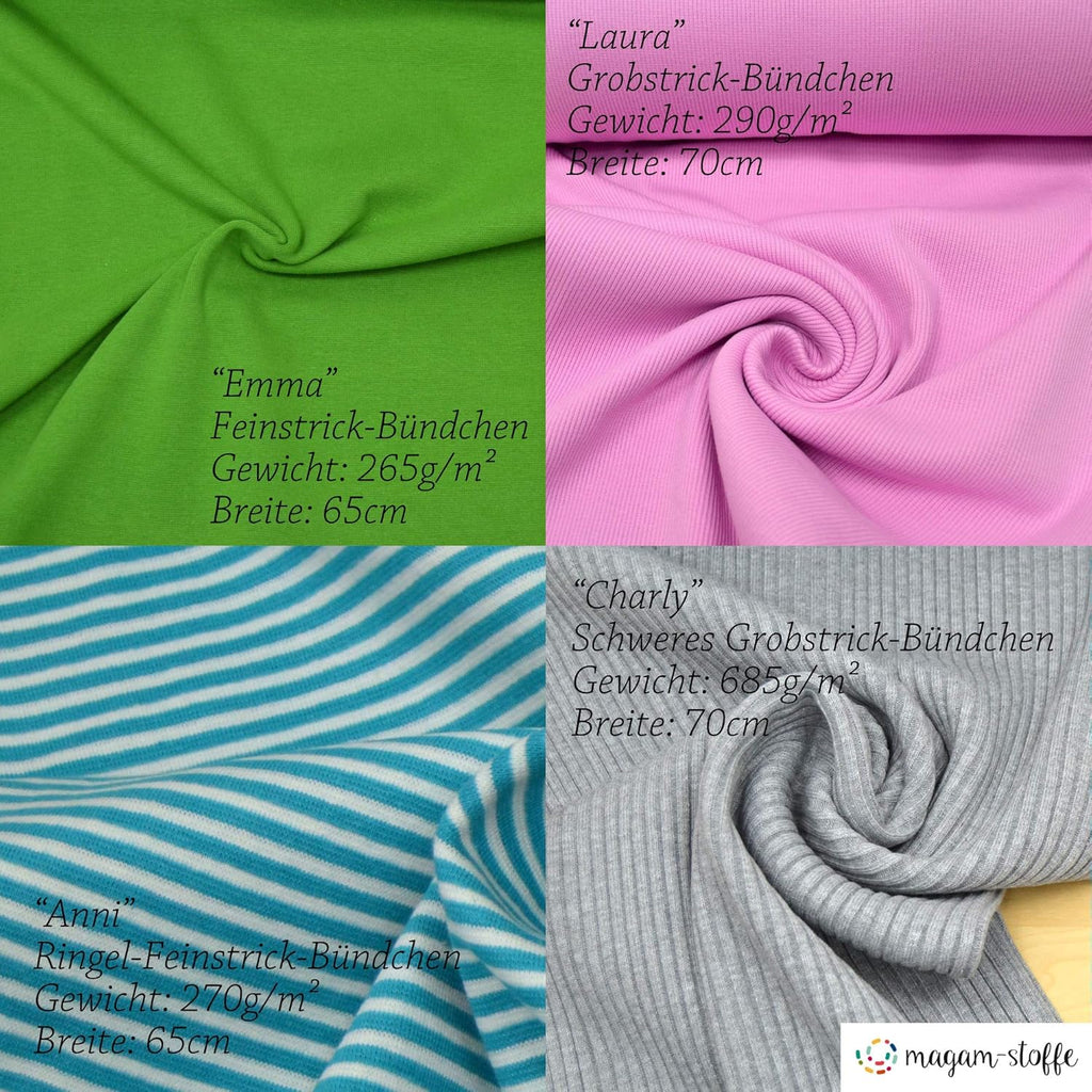 MAGAM-Stoffe Charly Schwerer Bündchenstoff Grobstrick uni Oeko-Tex Meterware 50cm (04. Gras-Grün)