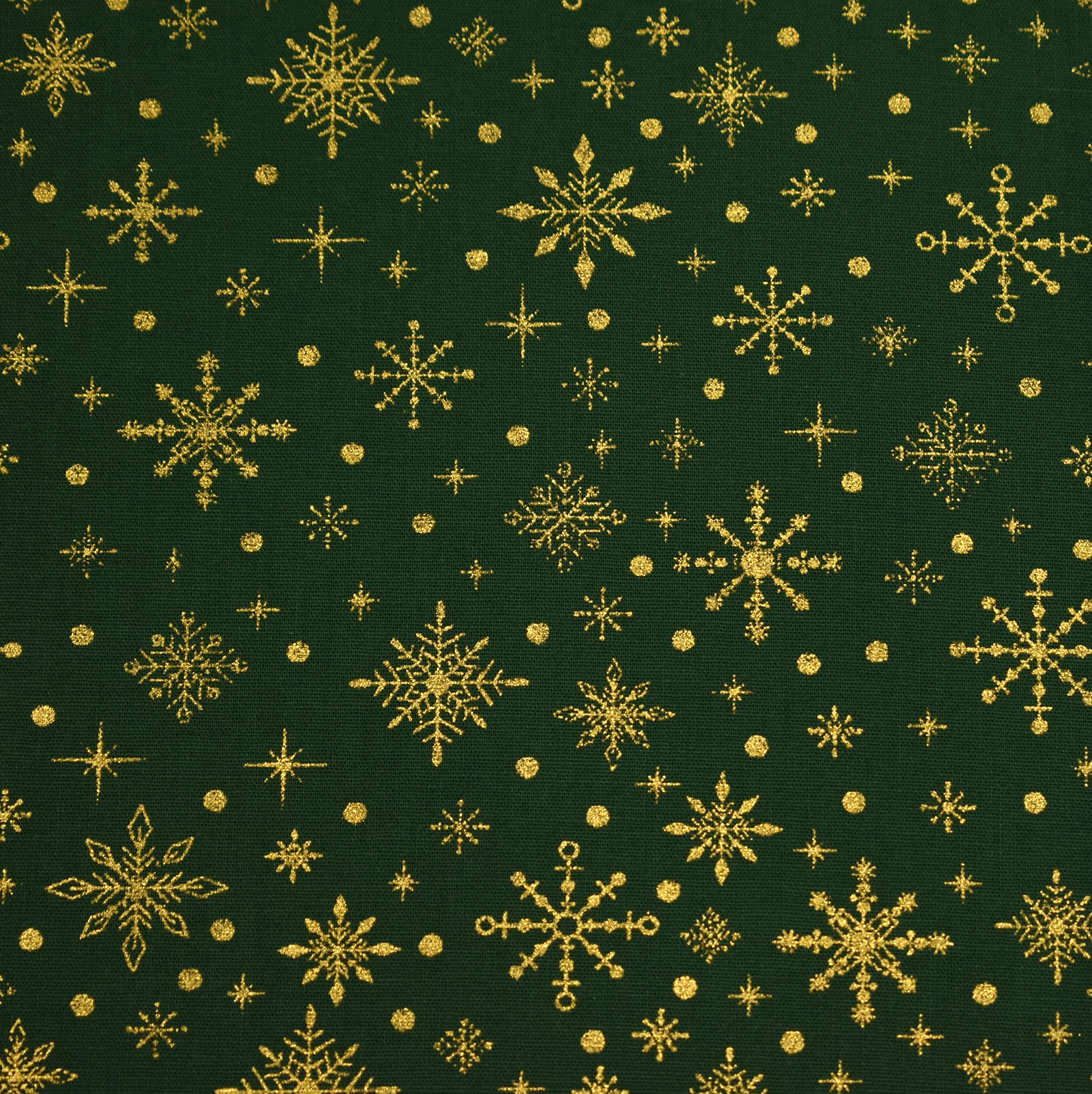 MAGAM-Stoffe Winter Season Baumwollstoff Weihnachten Oeko-Tex Meterware 50cm (Christbaumkugeln schwarz gold)