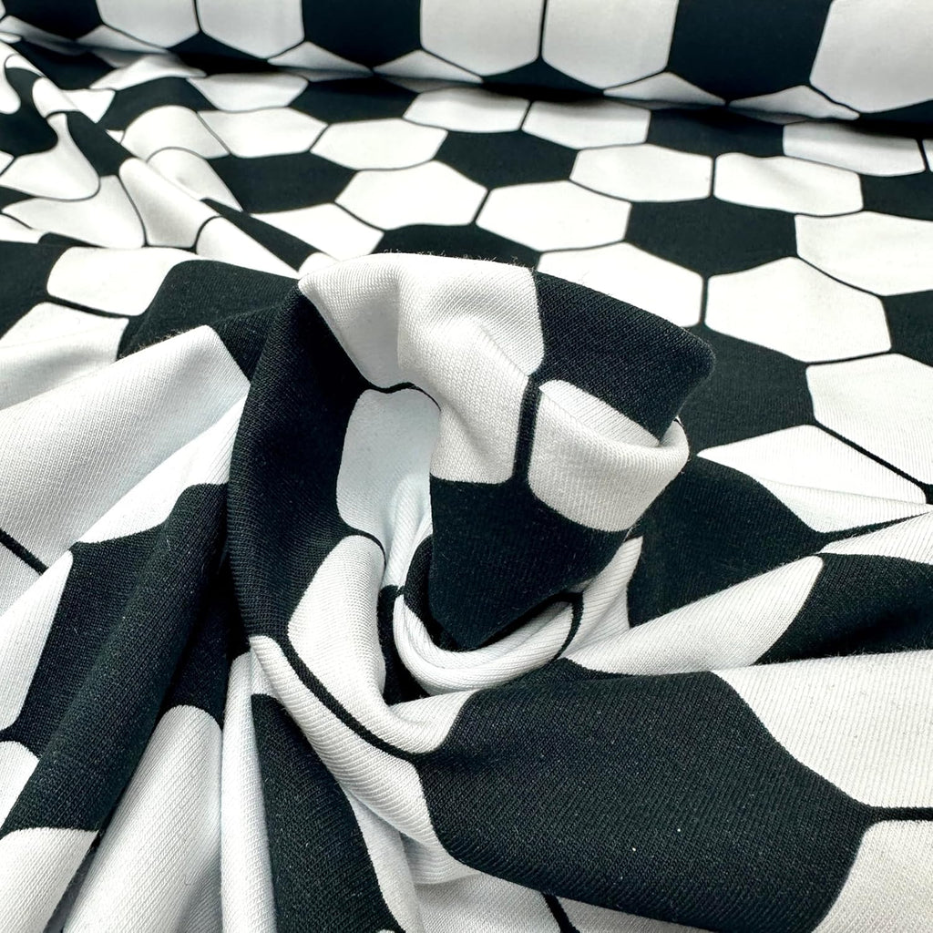 MAGAM-Stoffe Fußball Jersey Kinder Stoff OEKO-TEX Meterware 50cm (Schwarz-Weiß)