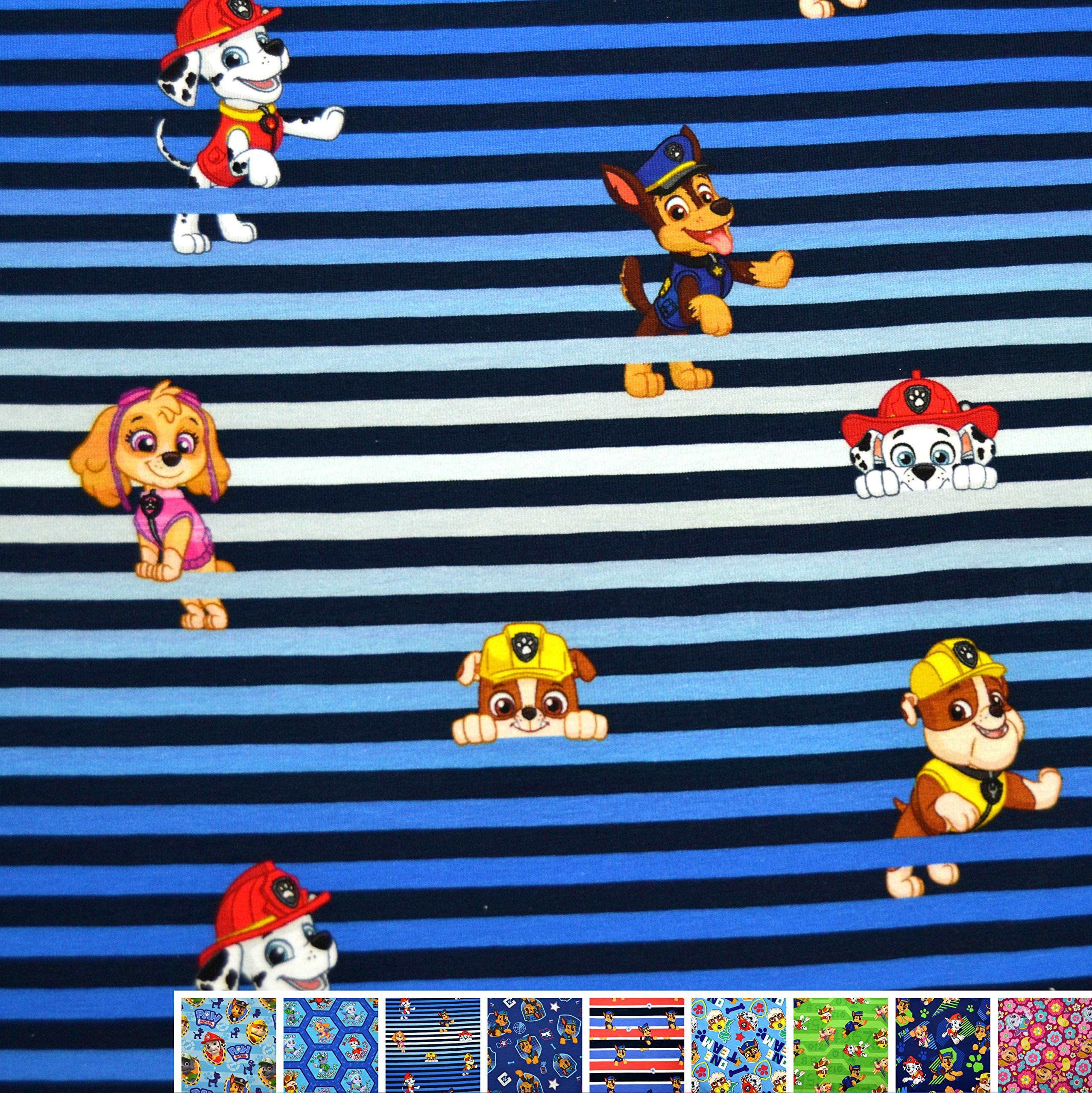 MAGAM-Stoffe Paw Jersey Kinder Stoff Oeko-Tex Meterware 50cm (12. Sky Regenbogen)