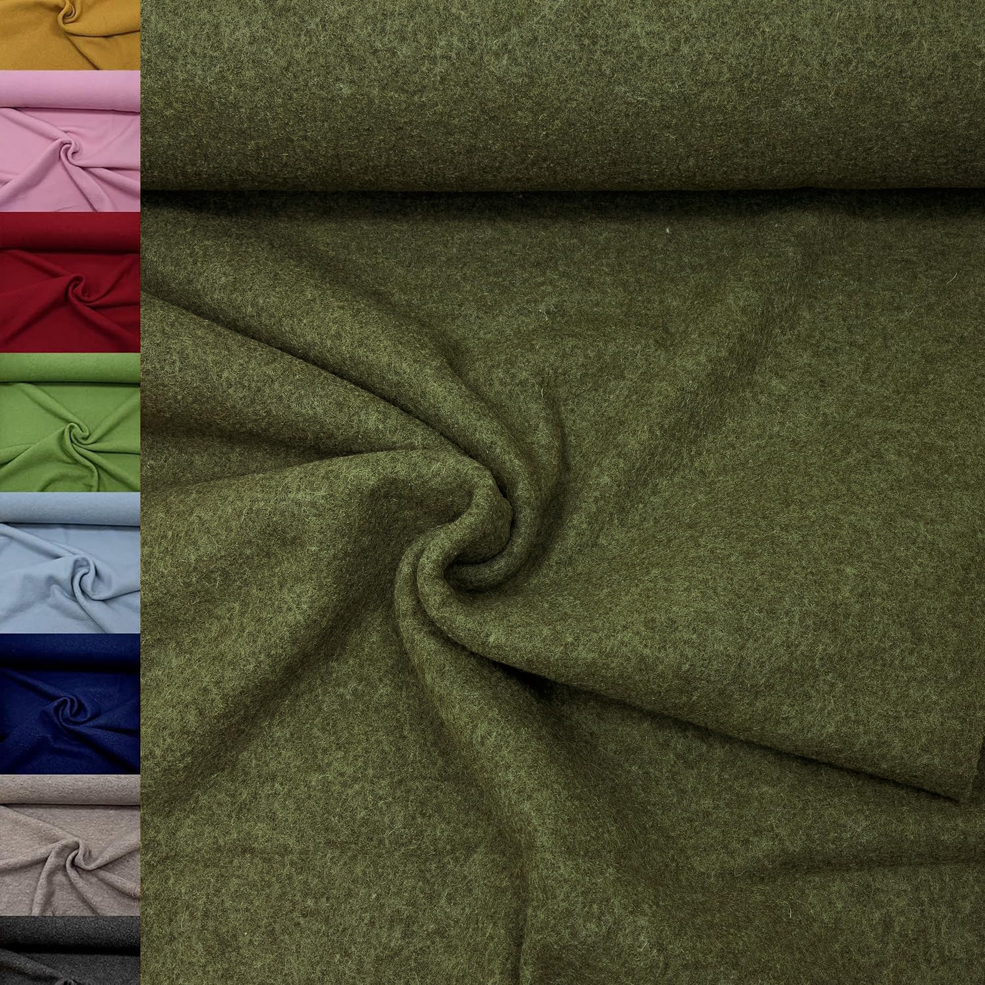 MAGAM-Stoffe Walkloden Wollstoff 100% reine Schurwolle Meterware 50cm (11. Grün)