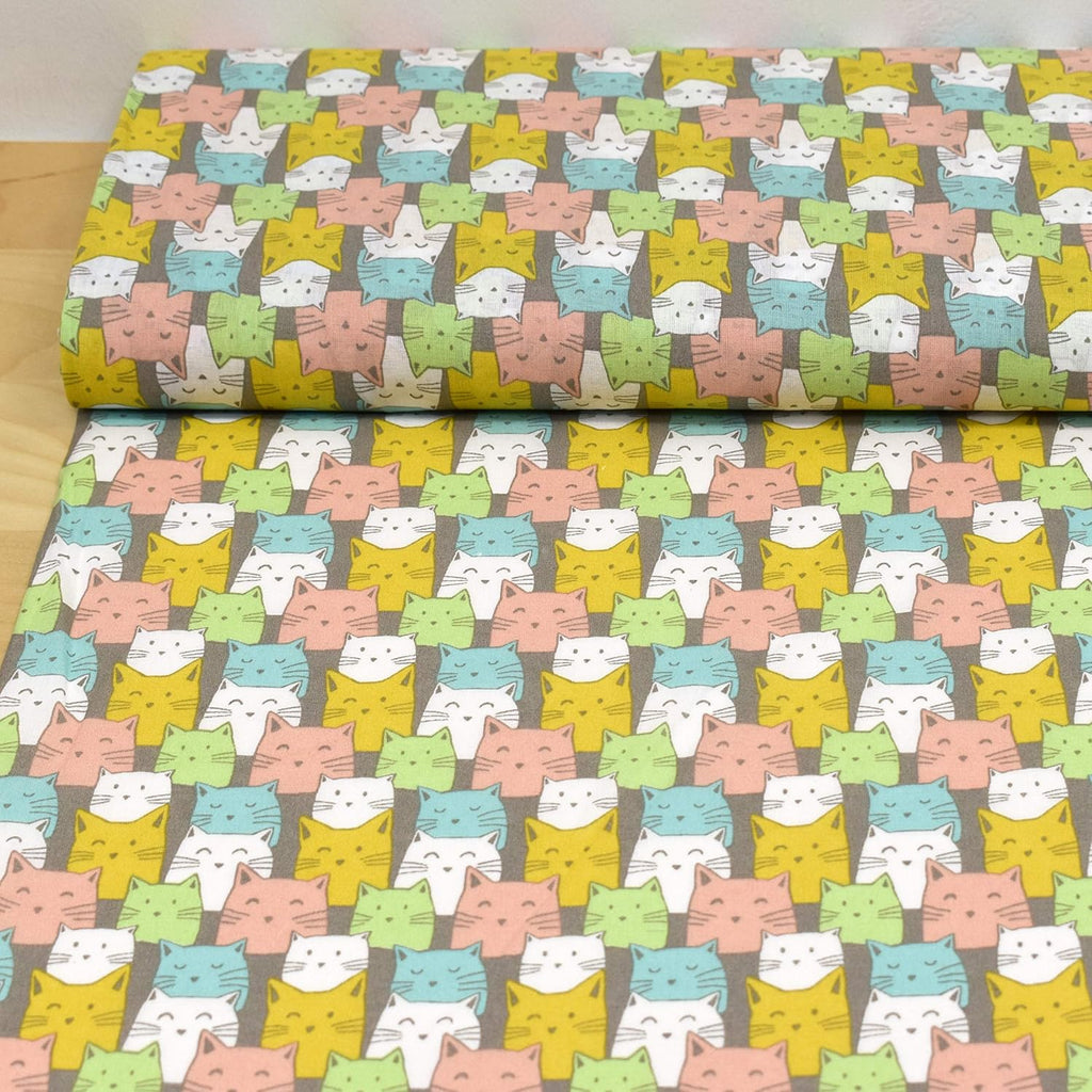 MAGAM-Stoffe Kitty Katze Baumwollstoff Oeko-Tex Meterware 50cm (02. Bunt)
