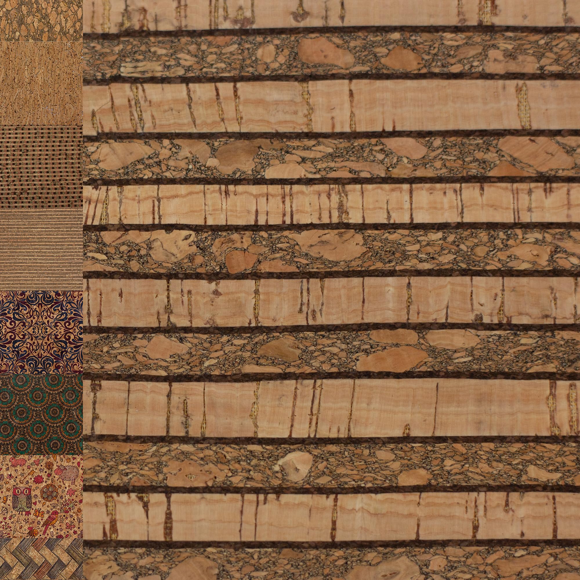 MAGAM-Stoffe Kork Stoff zum nähen Basteln Möbel bedruckt gold natur Meterware 50cm (Eulen)