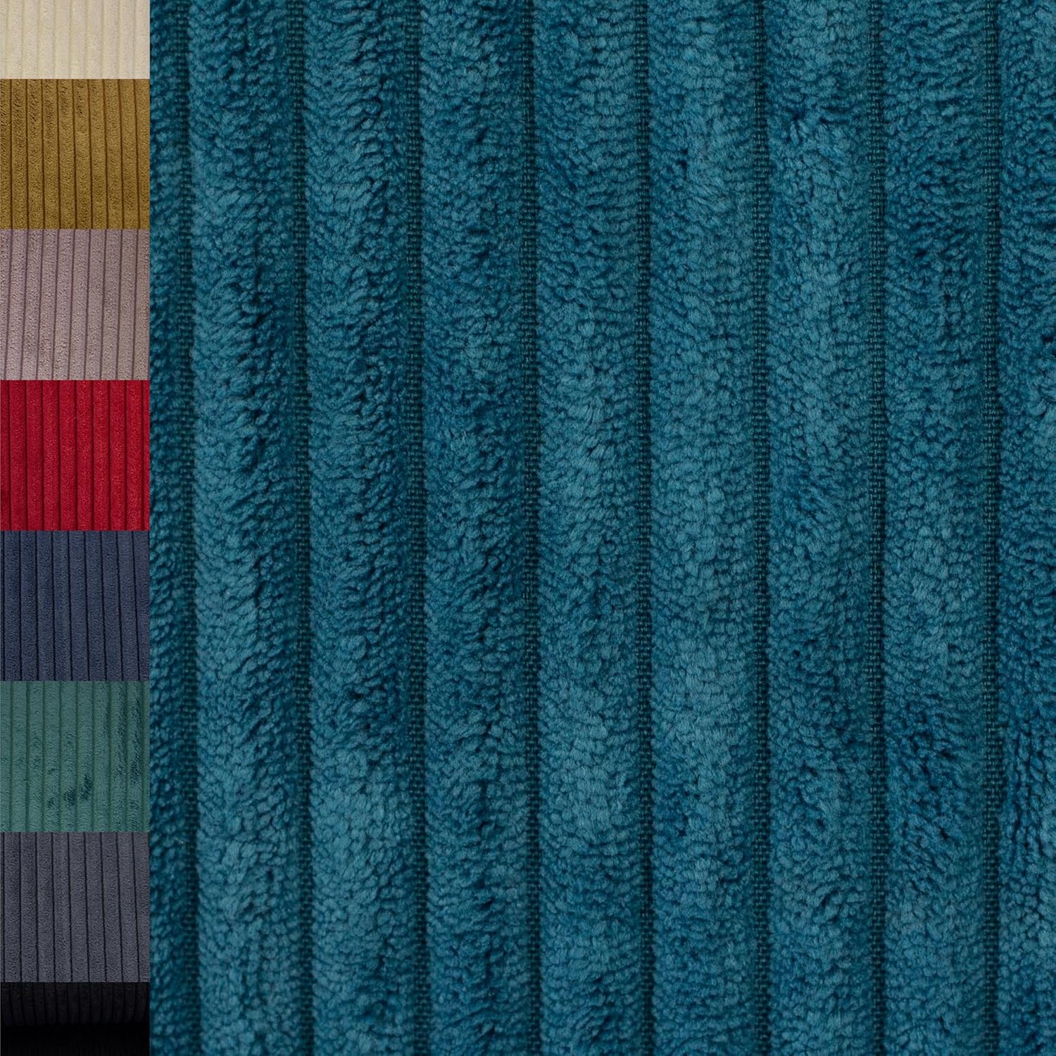 MAGAM-Stoffe Wien Samtcord Deko Polster Taschen Kleidung Breitcord Meterware ab 50cm (15. Petrol dunkel)