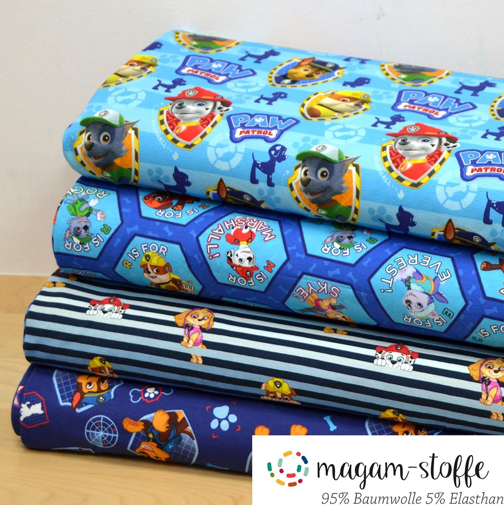 MAGAM-Stoffe Paw Jersey Kinder Stoff Oeko-Tex Meterware 50cm (12. Sky Regenbogen)