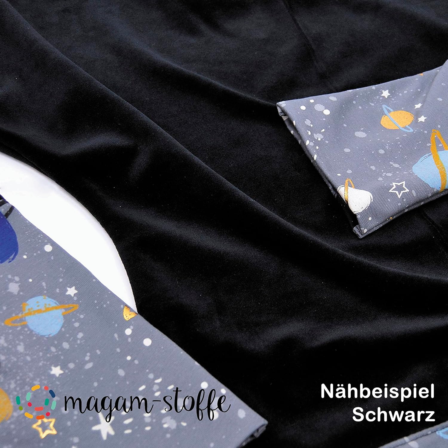 MAGAM-Stoffe Stella Nicki Stoff uni Oeko-Tex Meterware 50cm (32. Schwarz)