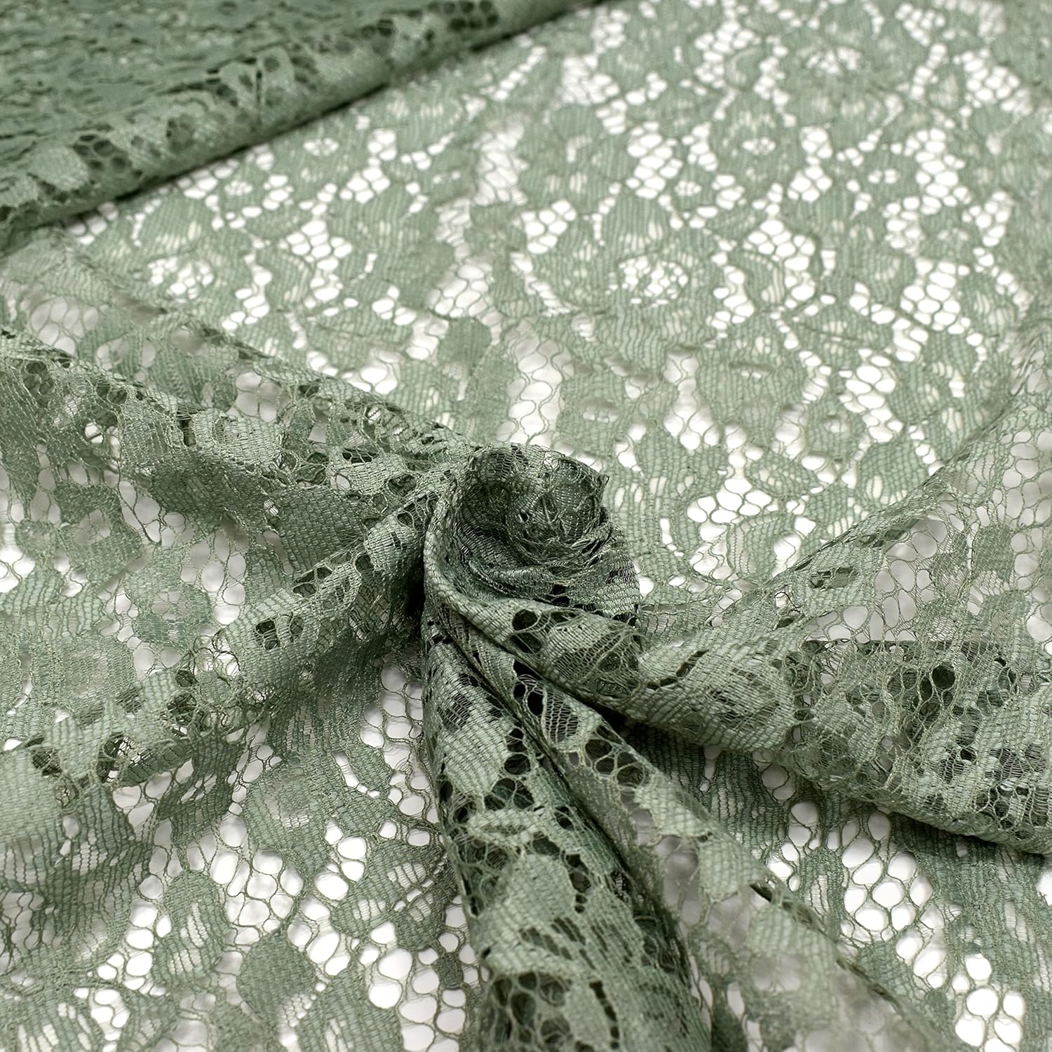 MAGAM-Stoffe Carmen Spitzenstoff Blumen-Spitze Bekleidung Deko Meterware 50cm (Mint)