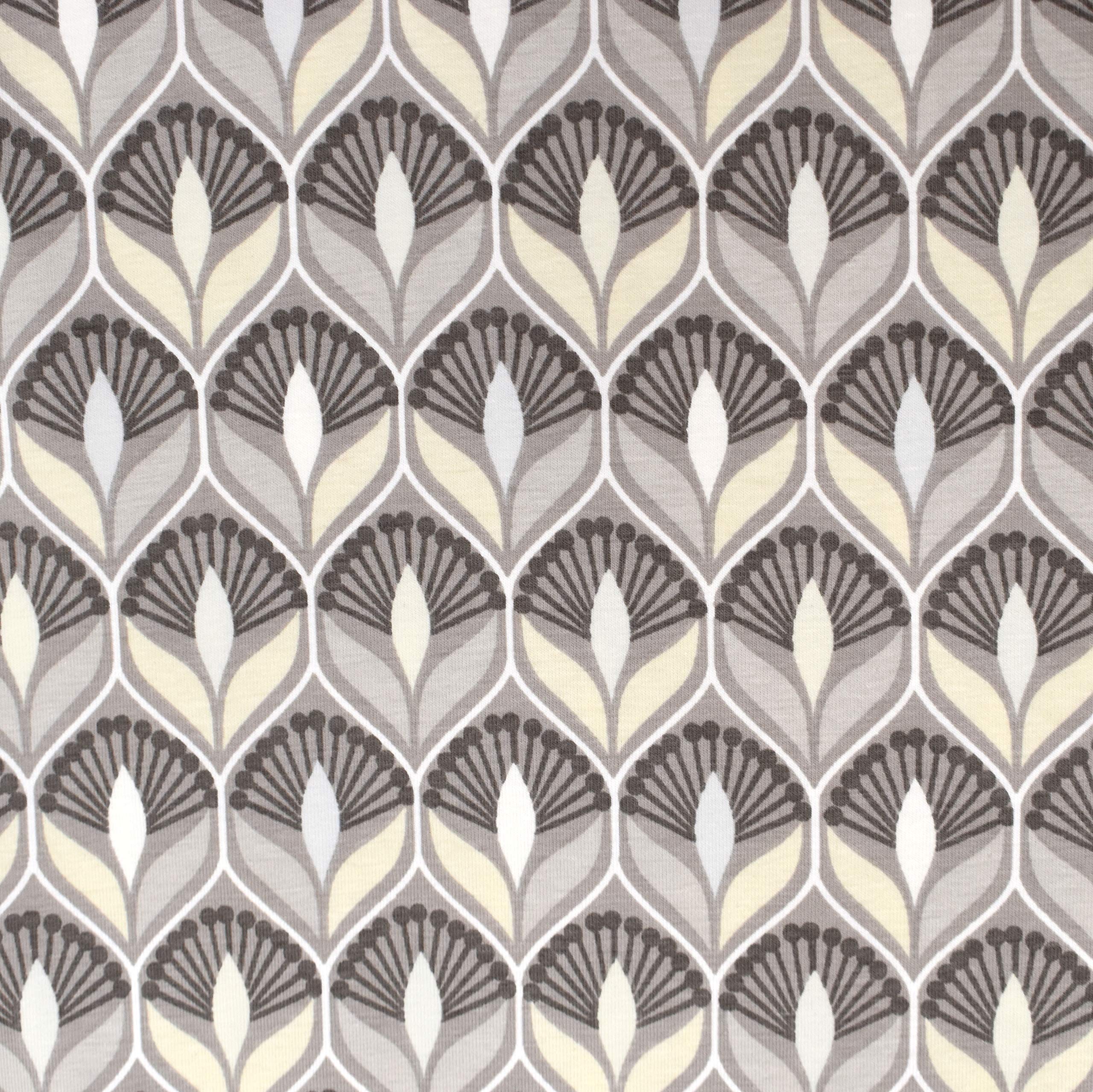 MAGAM-Stoffe Prag Blätter Jersey Stoff Oeko-Tex Meterware 50cm (Mint)