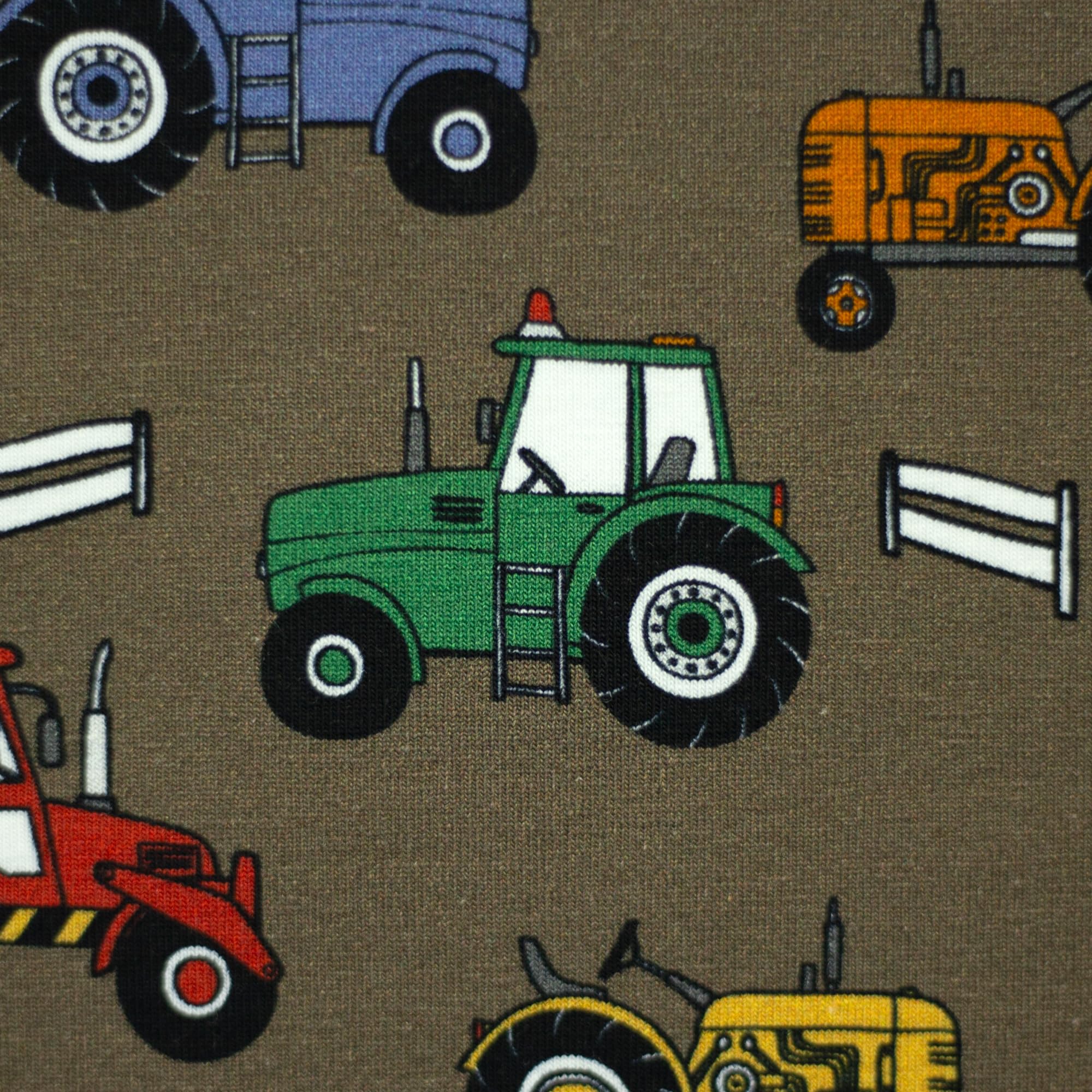 MAGAM-Stoffe Bunte Traktoren Jersey Stoff Kinderstoff OEKO-TEX Meterware 50cm (Dunkelblau)