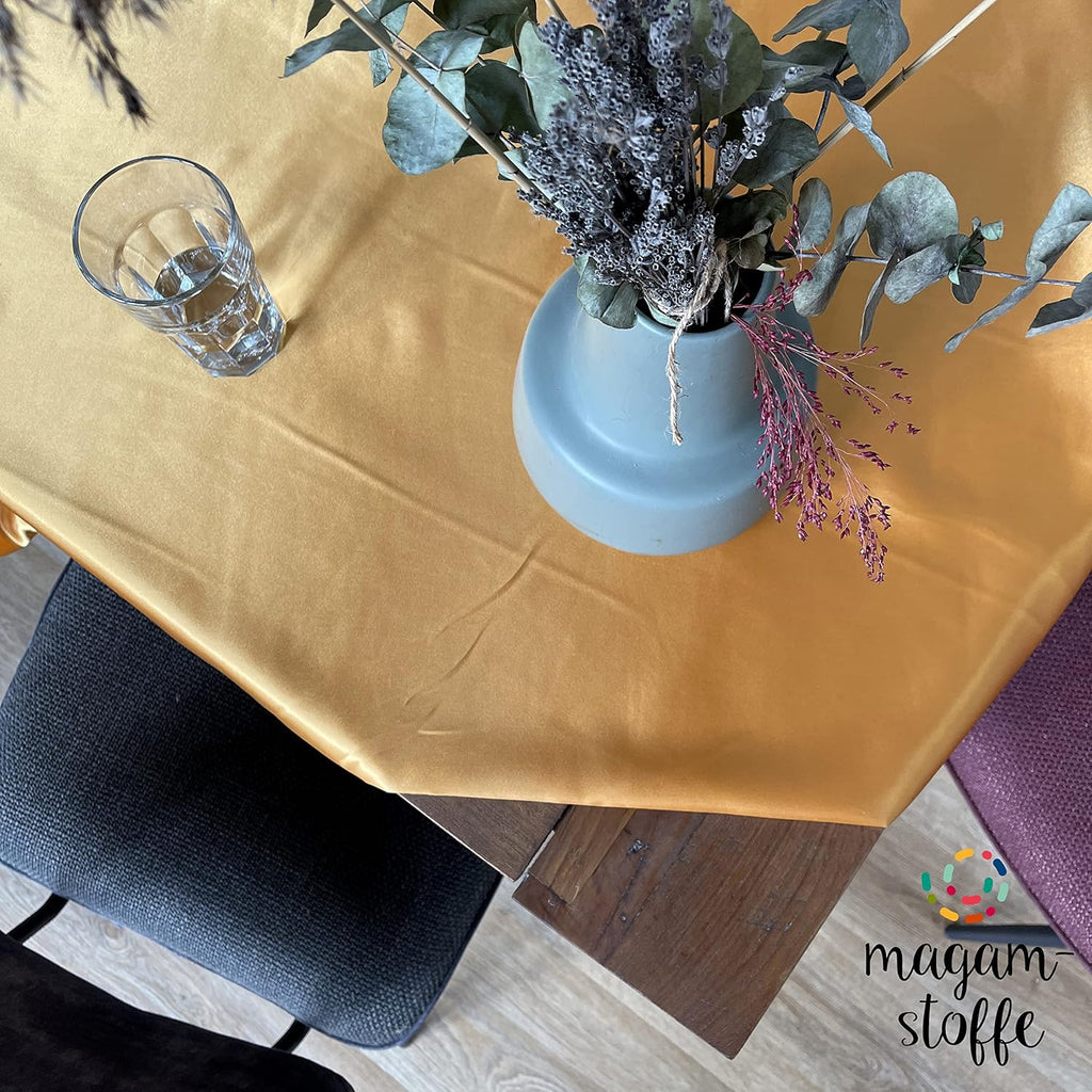 MAGAM-Stoffe 1m Estelle Satin Stoff uni ideal für Kleidung und Deko Meterware (22. Silber)