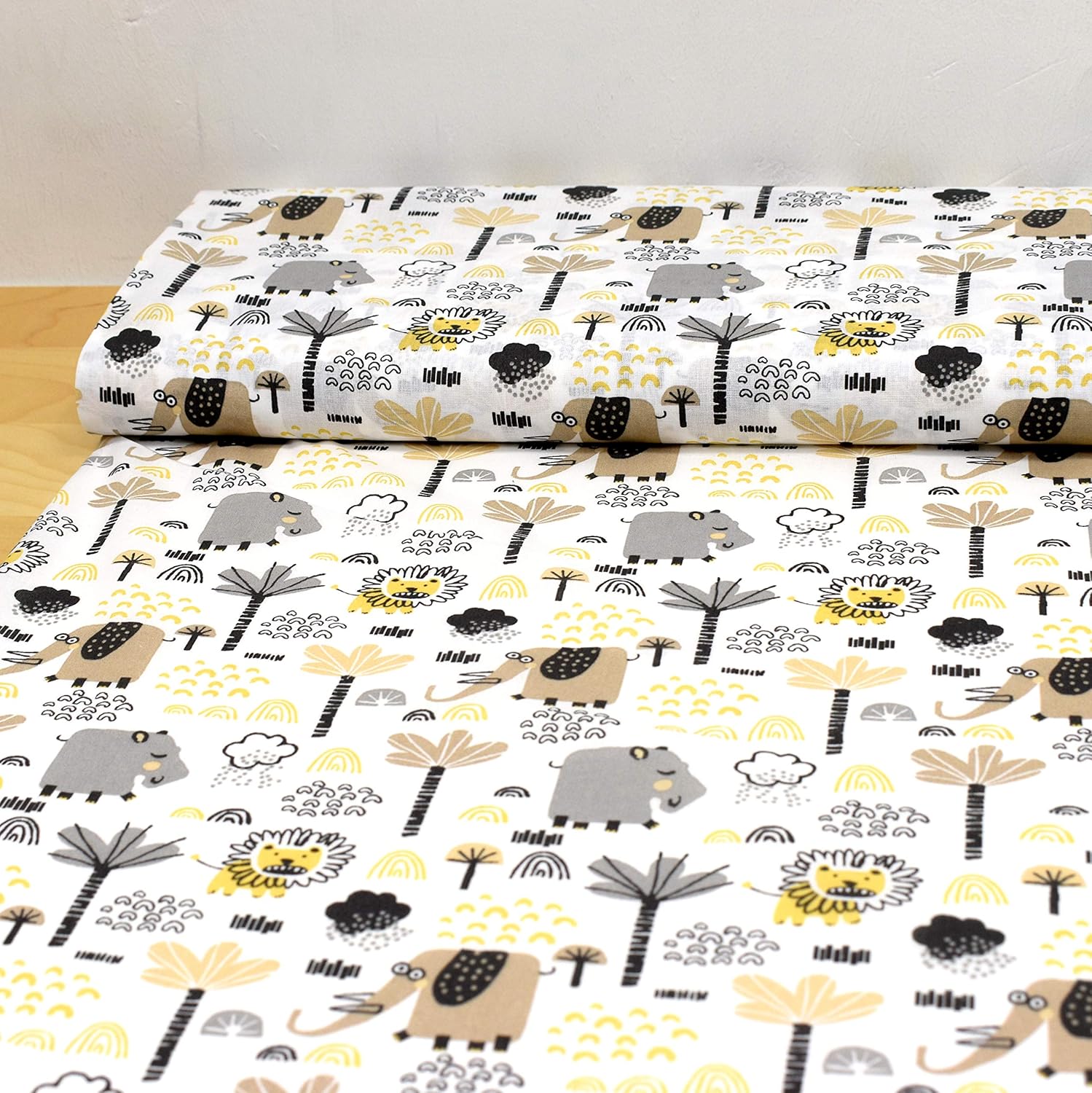 MAGAM-Stoffe Savanna Tiere Kinder Baumwollstoff Oeko-Tex Meterware 50cm (grau)