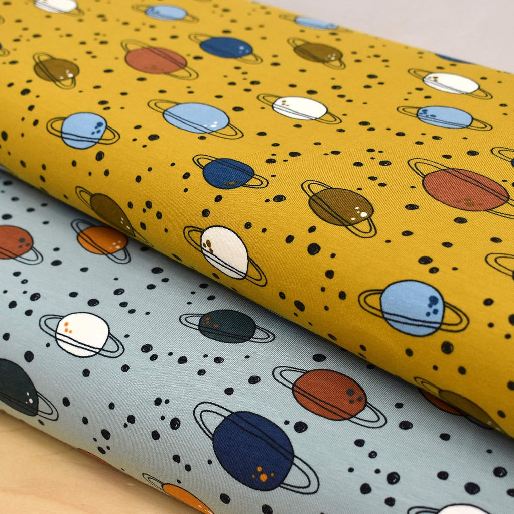MAGAM-Stoffe Weltraum Wunder Jersey Kinder Stoff Oeko-Tex Meterware 50cm (Ocker)