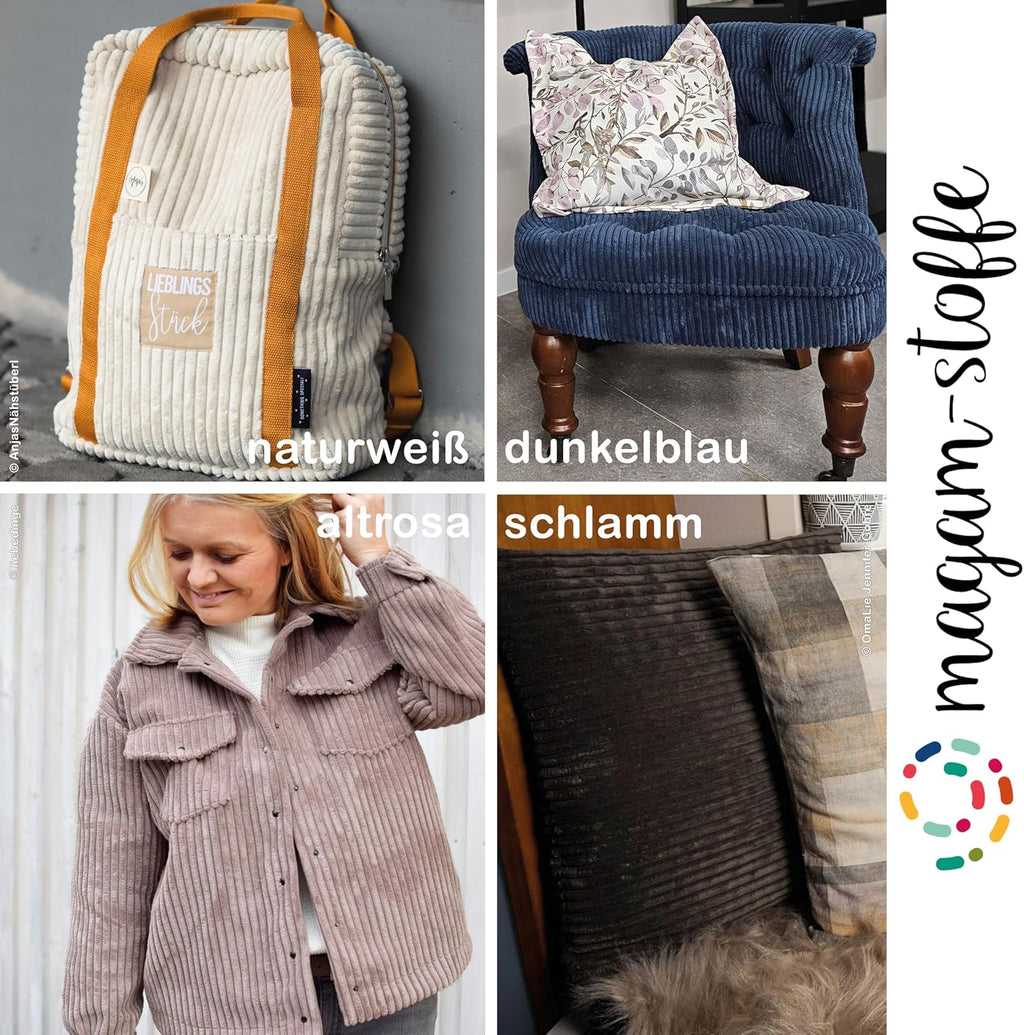 MAGAM-Stoffe Wien Samtcord Deko Polster Taschen Kleidung Breitcord Meterware ab 50cm (15. Petrol dunkel)