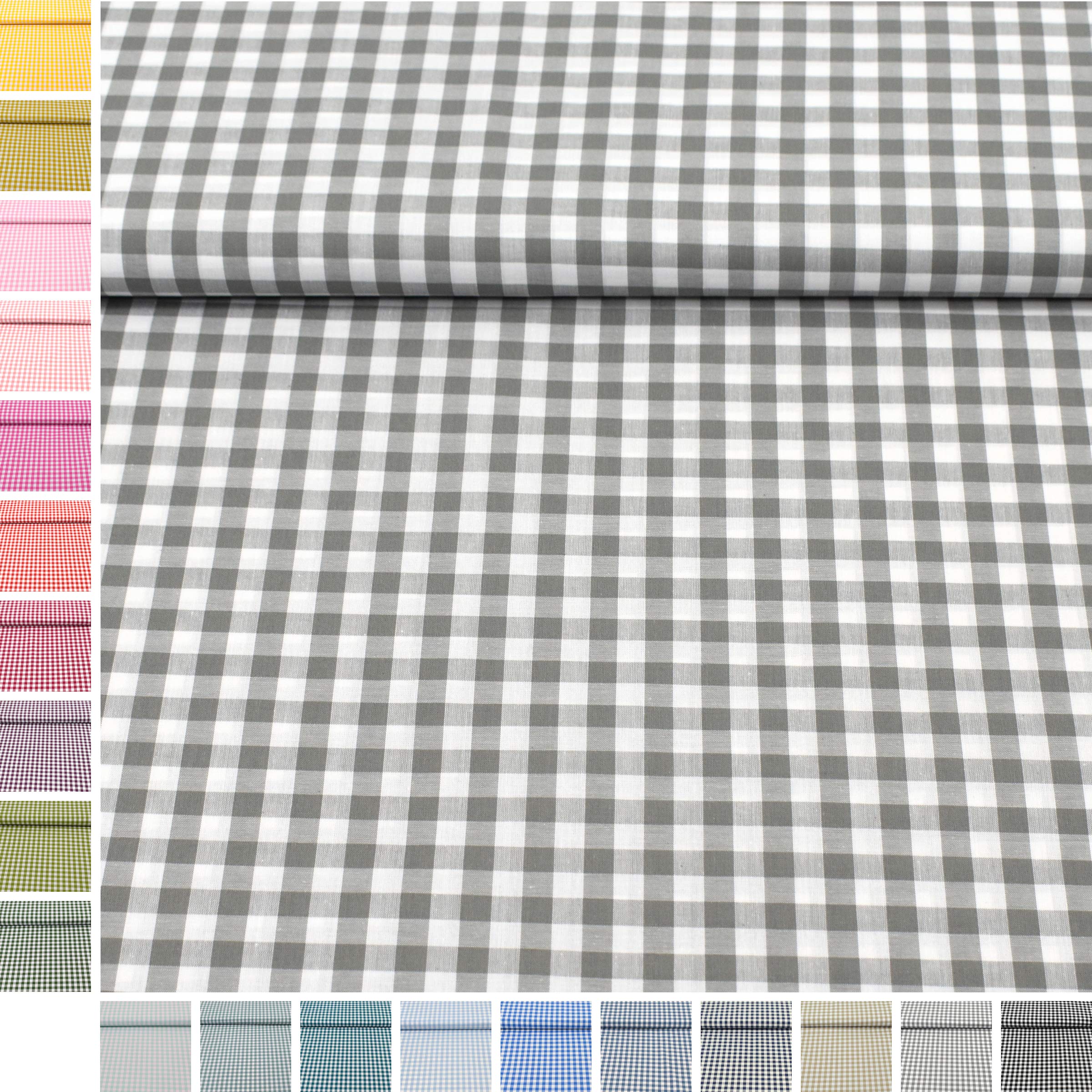 MAGAM-Stoffe Mona Vichy-Karo groß Baumwollstoff Oeko-Tex Meterware 50cm (20. Schwarz)
