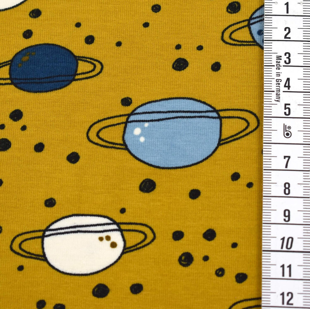 MAGAM-Stoffe Weltraum Wunder Jersey Kinder Stoff Oeko-Tex Meterware 50cm (Ocker)