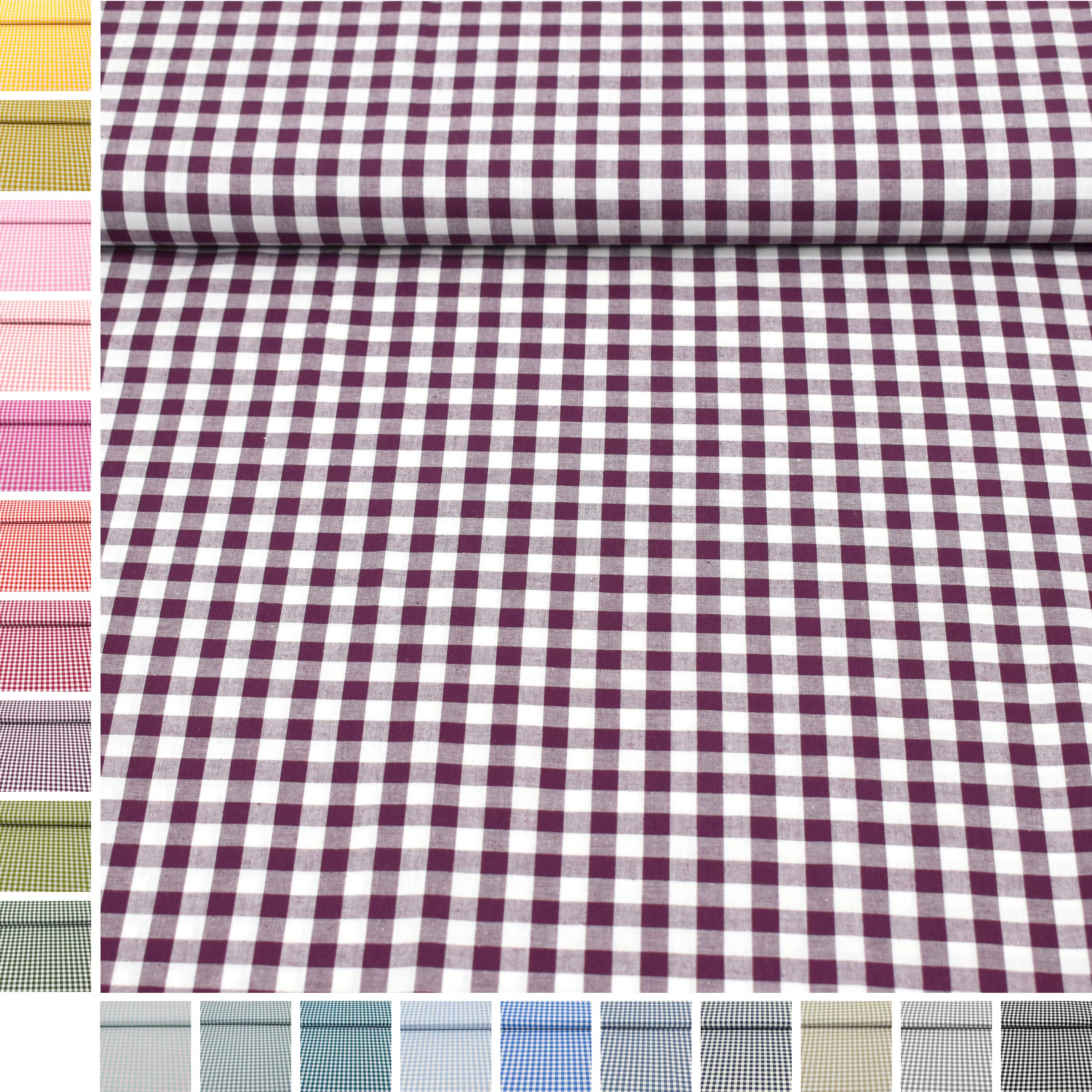 MAGAM-Stoffe Mona Vichy-Karo groß Baumwollstoff Oeko-Tex Meterware 50cm (20. Schwarz)