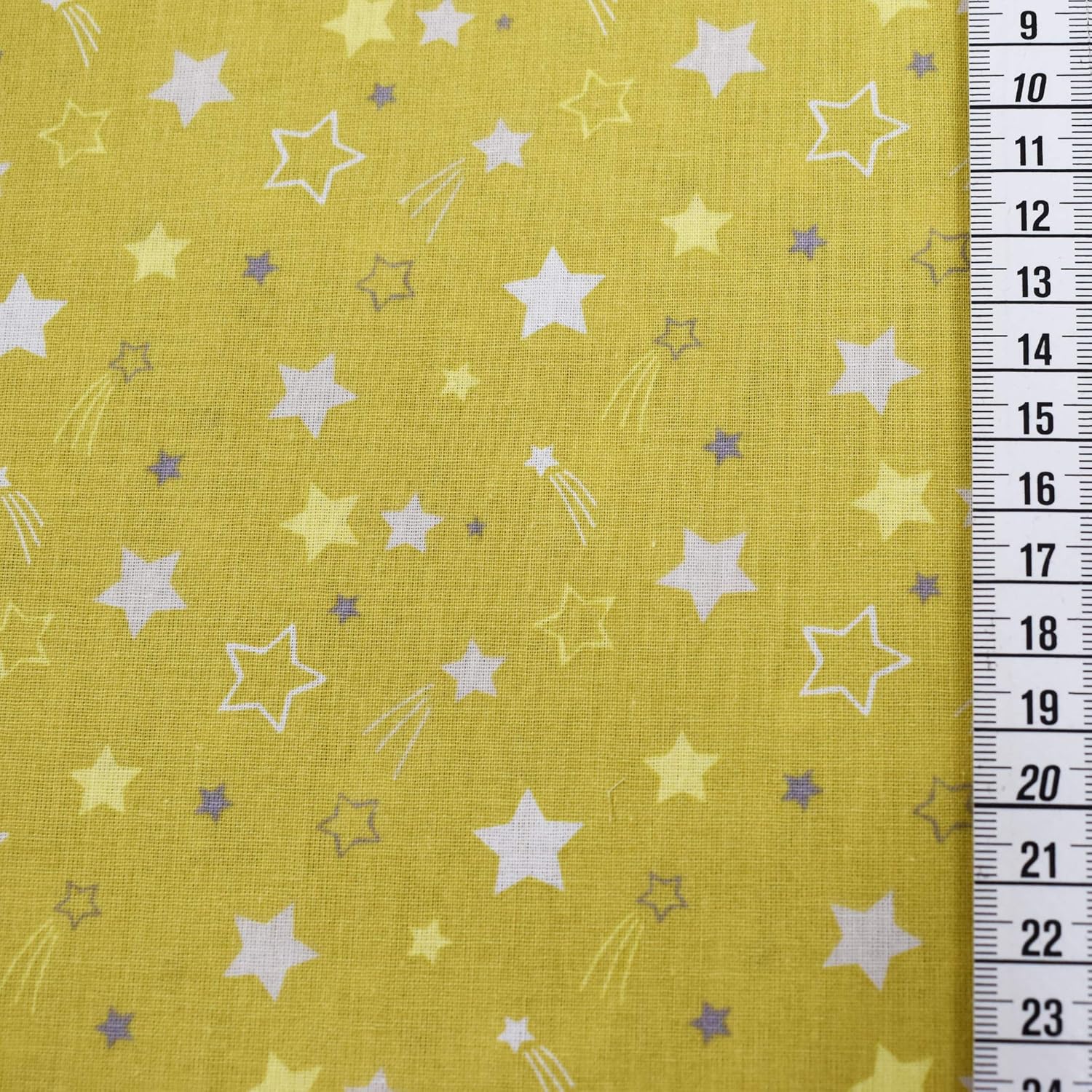 MAGAM-Stoffe Funkelnde Sterne Baumwollstoff Oeko-Tex Meterware 50cm (02. Senf)
