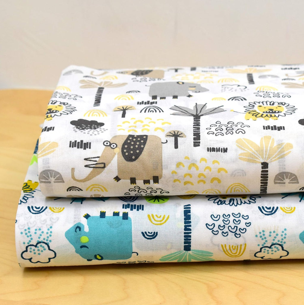 MAGAM-Stoffe Savanna Tiere Kinder Baumwollstoff Oeko-Tex Meterware 50cm (grau)