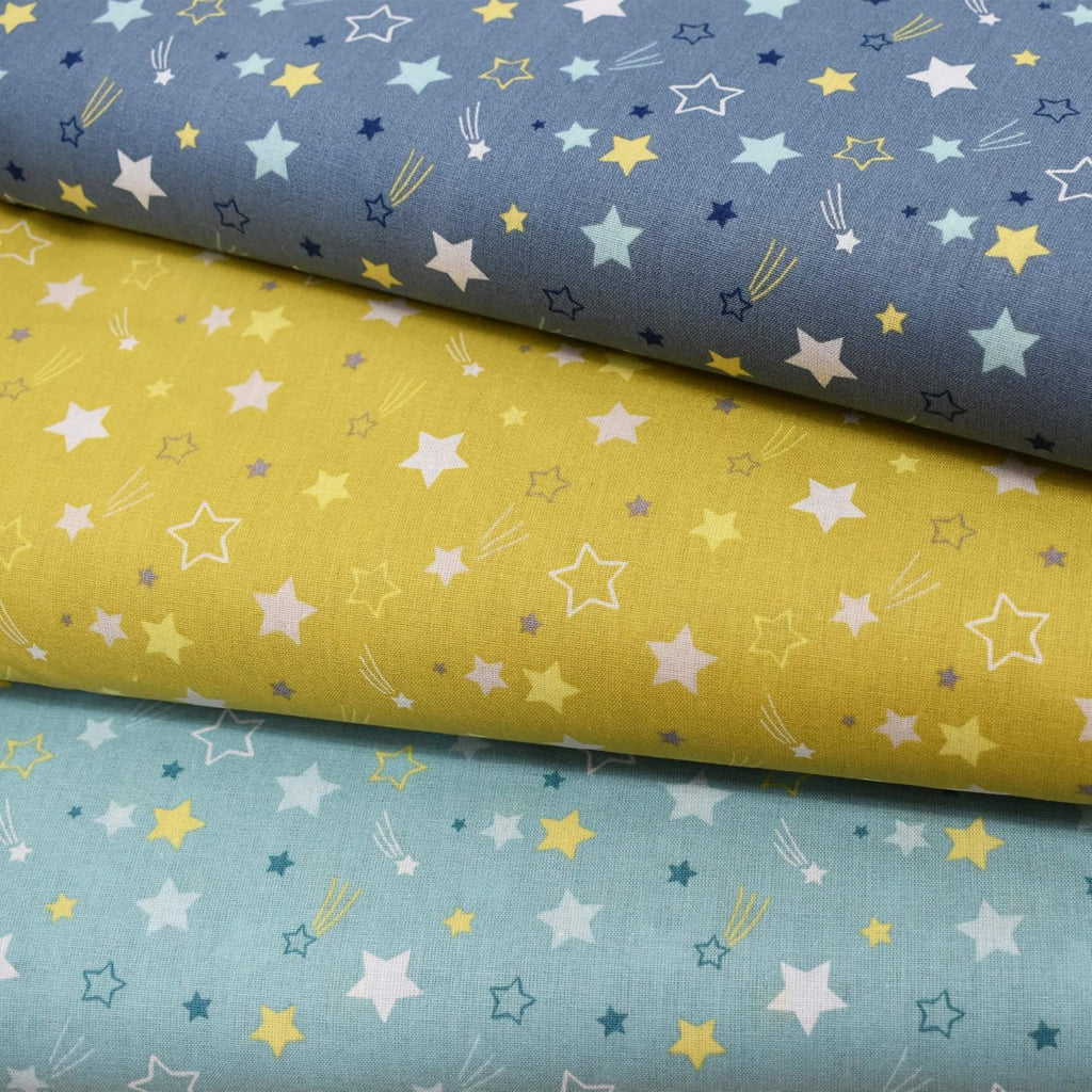 MAGAM-Stoffe Funkelnde Sterne Baumwollstoff Oeko-Tex Meterware 50cm (02. Senf)