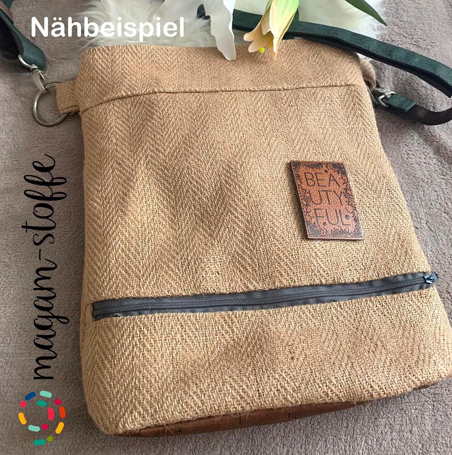 MAGAM-Stoffe Luca 1m Jute Stoff aus 100% Jute Rupfen Natur Sack-Leinen Dekostoff Meterware (Premium gemustert)