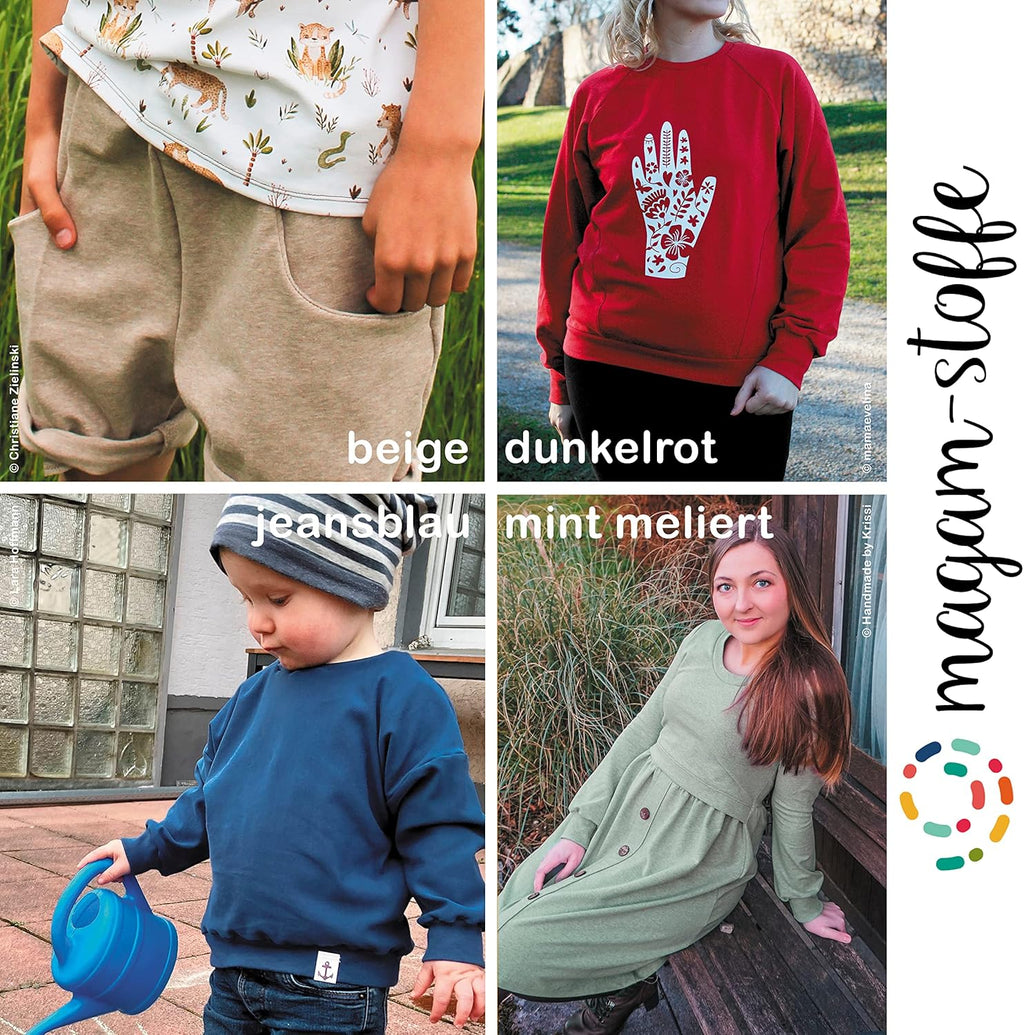 MAGAM-Stoffe Theo French Terry uni Sweat Stoff Oeko-Tex Meterware 50cm (26. Beige)