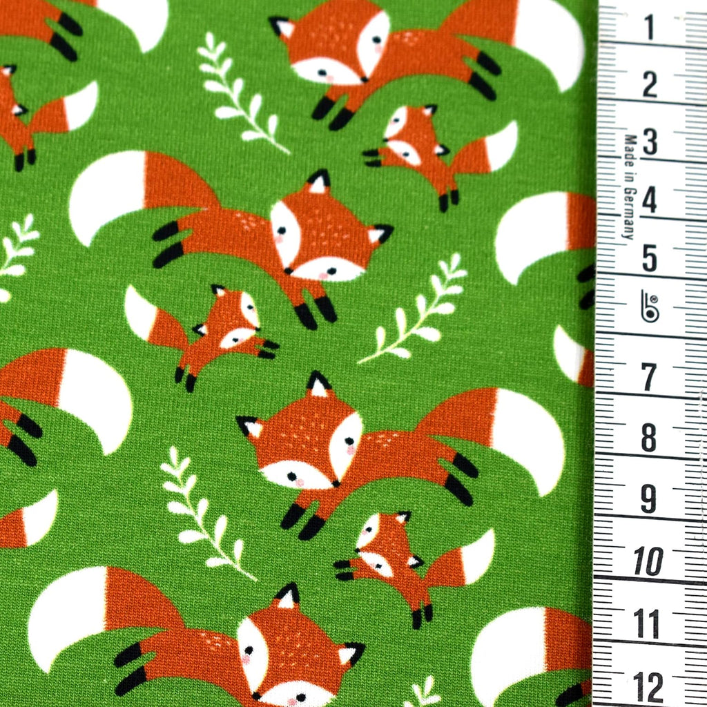 MAGAM-Stoffe Fuchs-Mich Jersey Kinder Stoff Oeko-Tex Meterware 50cm (grün)