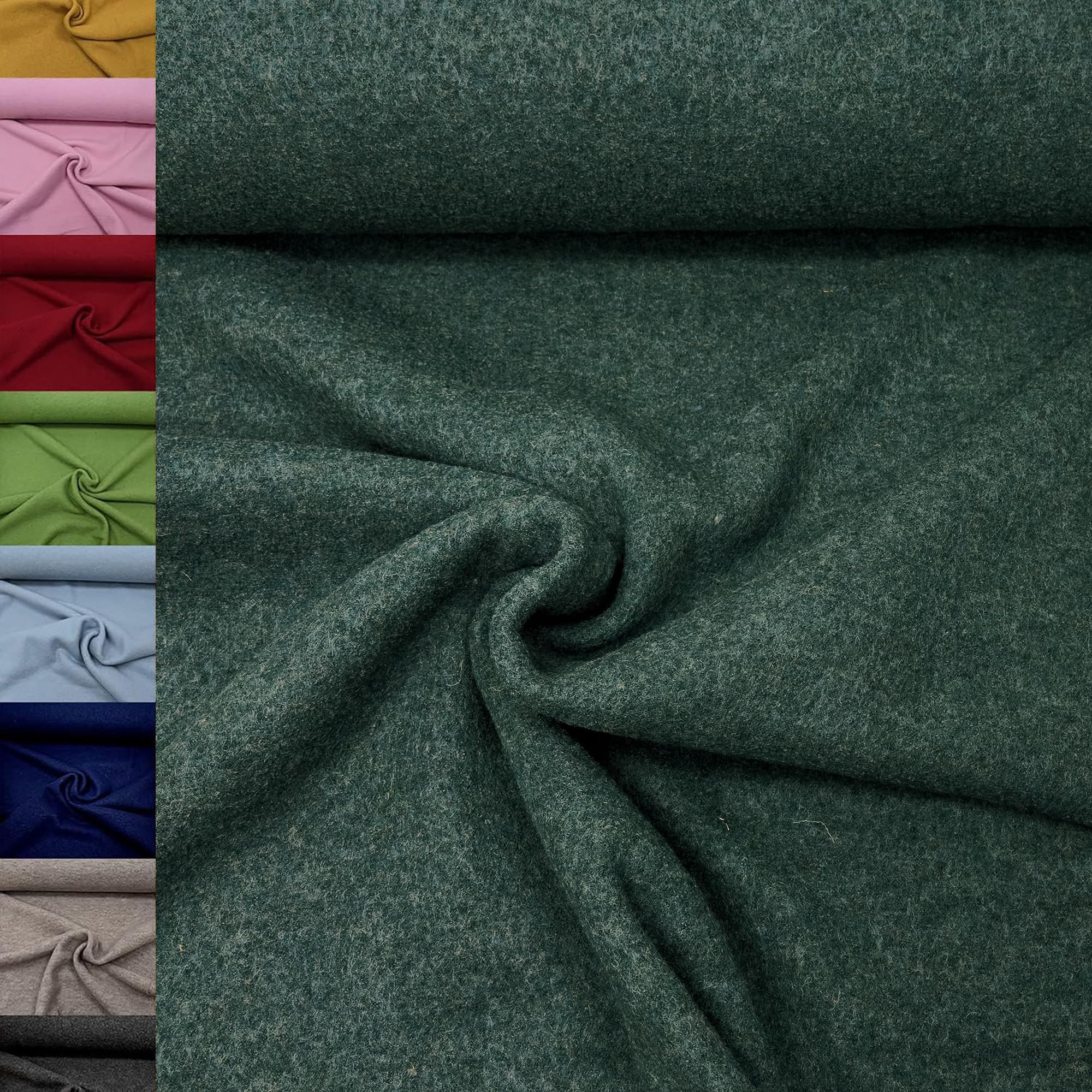 MAGAM-Stoffe Walkloden Wollstoff 100% reine Schurwolle Meterware 50cm (11. Grün)