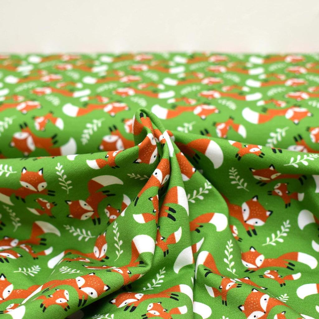 MAGAM-Stoffe Fuchs-Mich Jersey Kinder Stoff Oeko-Tex Meterware 50cm (grün)
