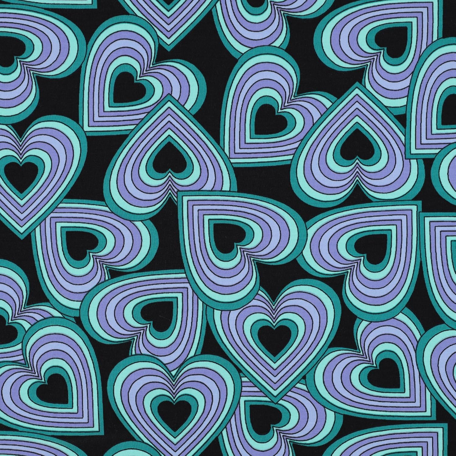 MAGAM-Stoffe Retro Herzen Kinder Jersey Stoff OEKO-TEX Meterware ab 50cm (Schwarz)