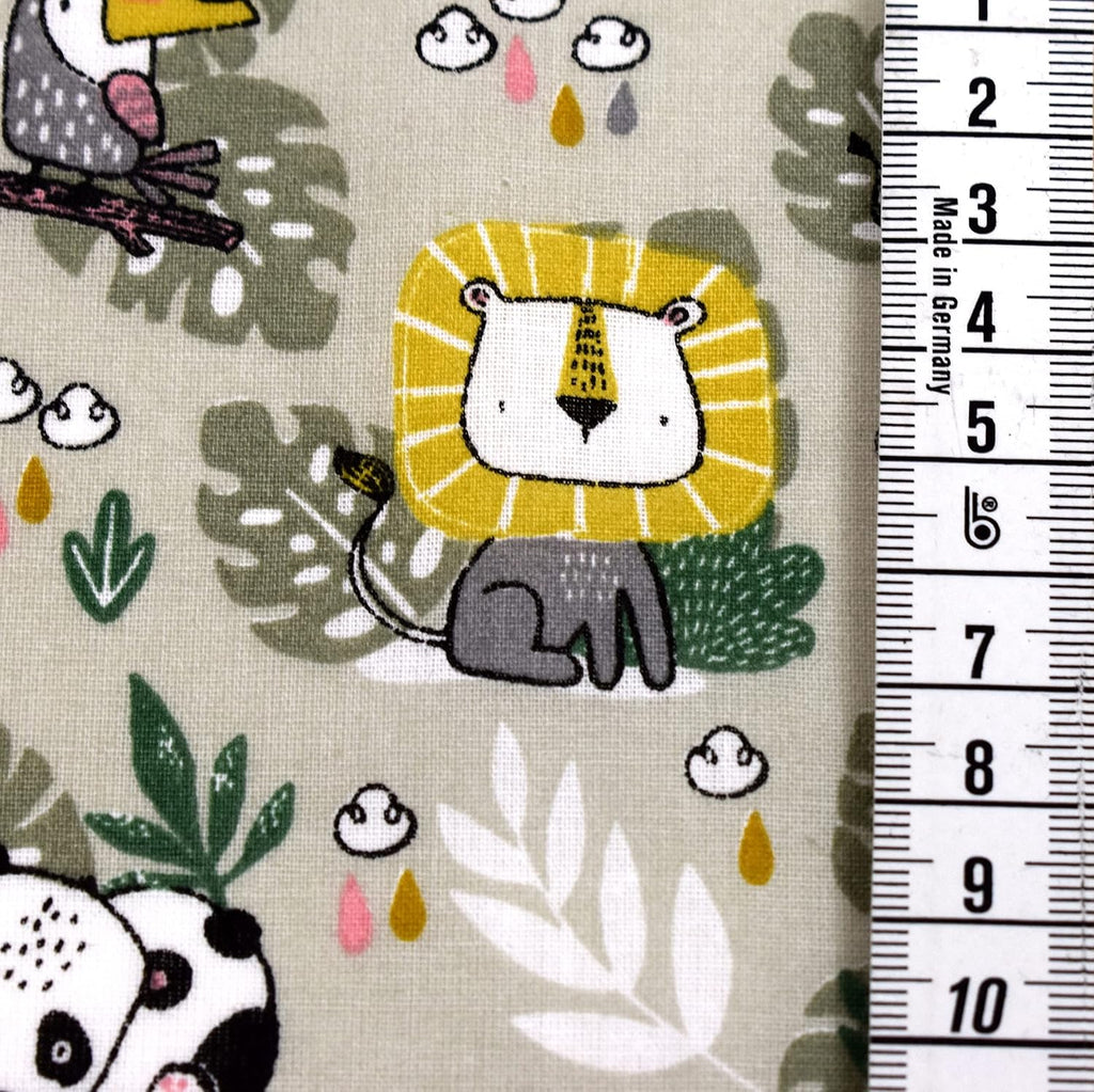 MAGAM-Stoffe Blätter Freunde Baumwollstoff Kinder Oeko-Tex Meterware 50cm (Tiere Beige)