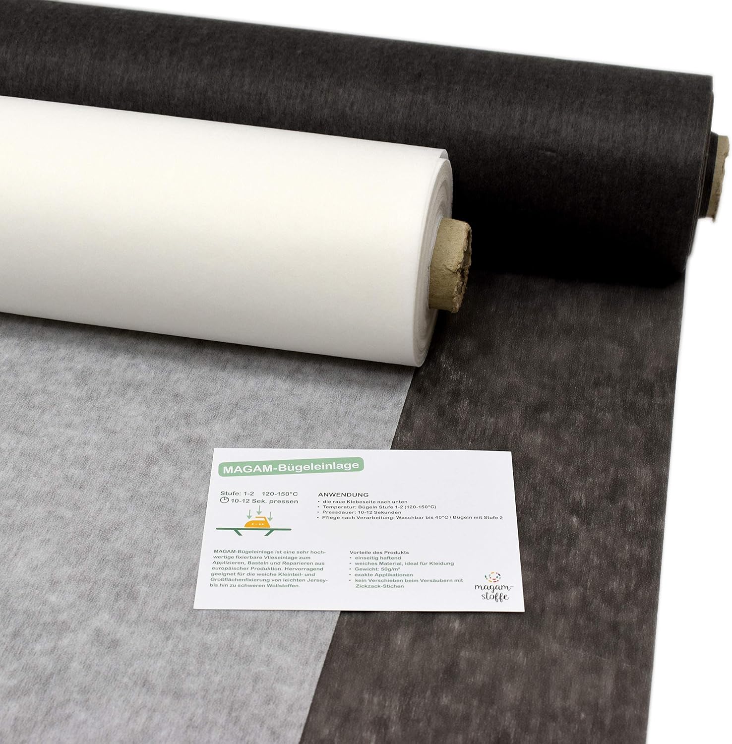 MAGAM-Stoffe Bügeleinlage Einlagestoff zum aufbügeln Vlieseline Industriestandard Meterware 50cm (Anthrazit)