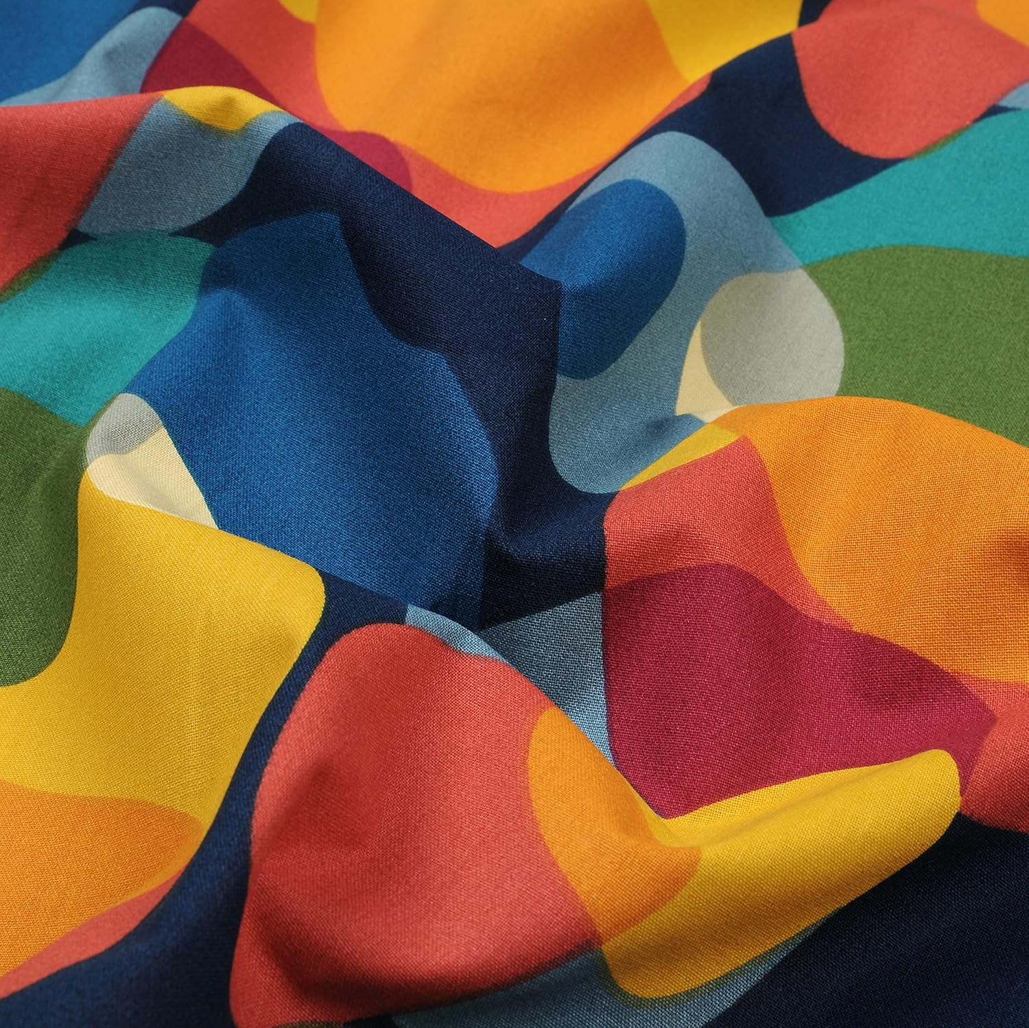 MAGAM-Stoffe Sixties Baumwollstoff Oeko-Tex Meterware 50cm (Dunkelblau-Petrol)