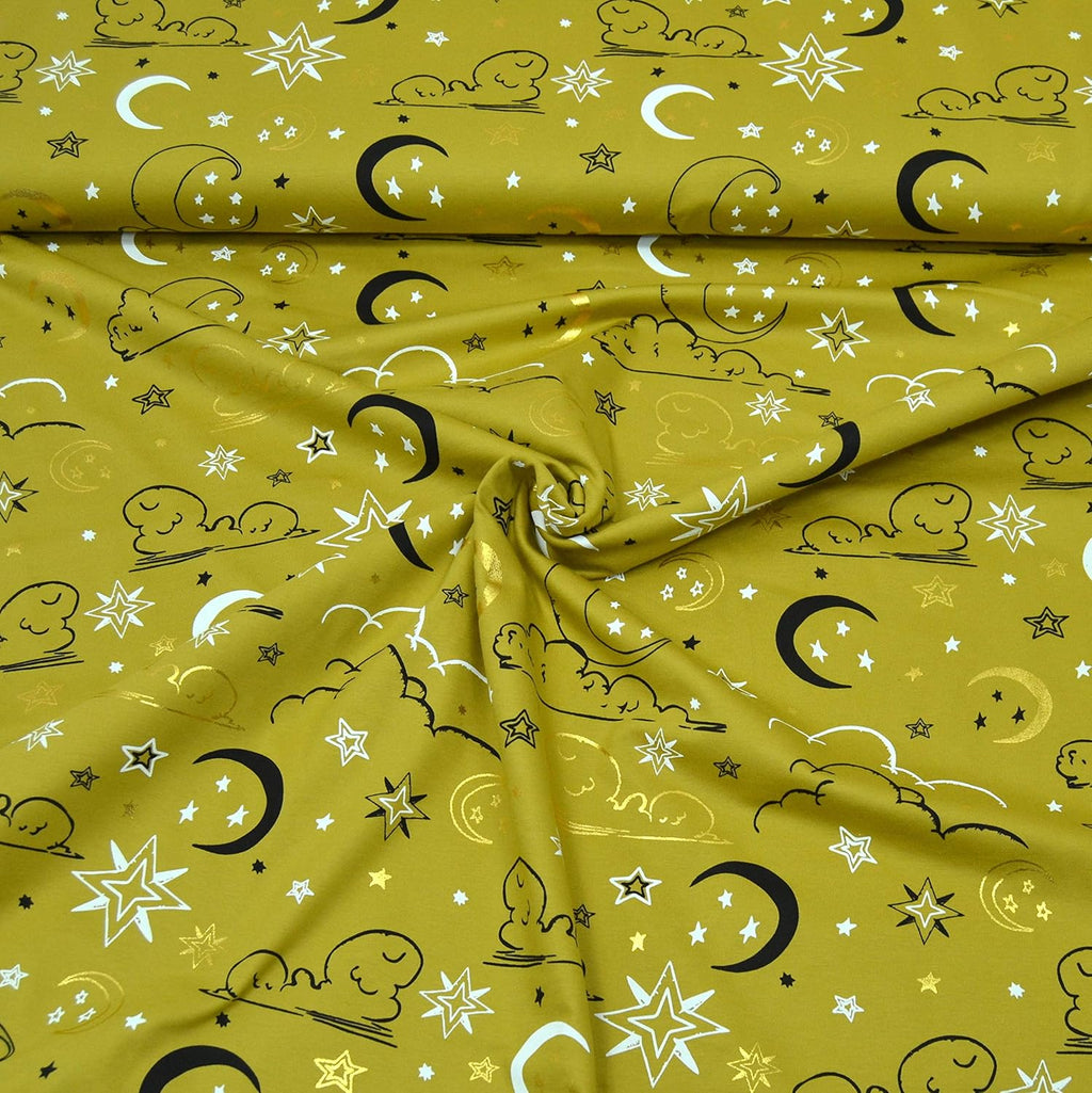 MAGAM-Stoffe Gute Nacht Jersey Stoff Kinderstoff Oeko-Tex Meterware 50cm (03. Gold)