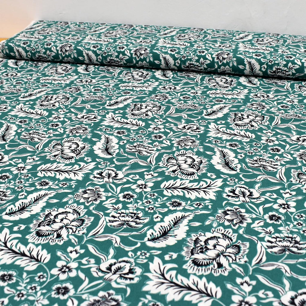 MAGAM-Stoffe Leyla Blumen Orient Baumwollstoff Meterware 50cm (Mint Grün)