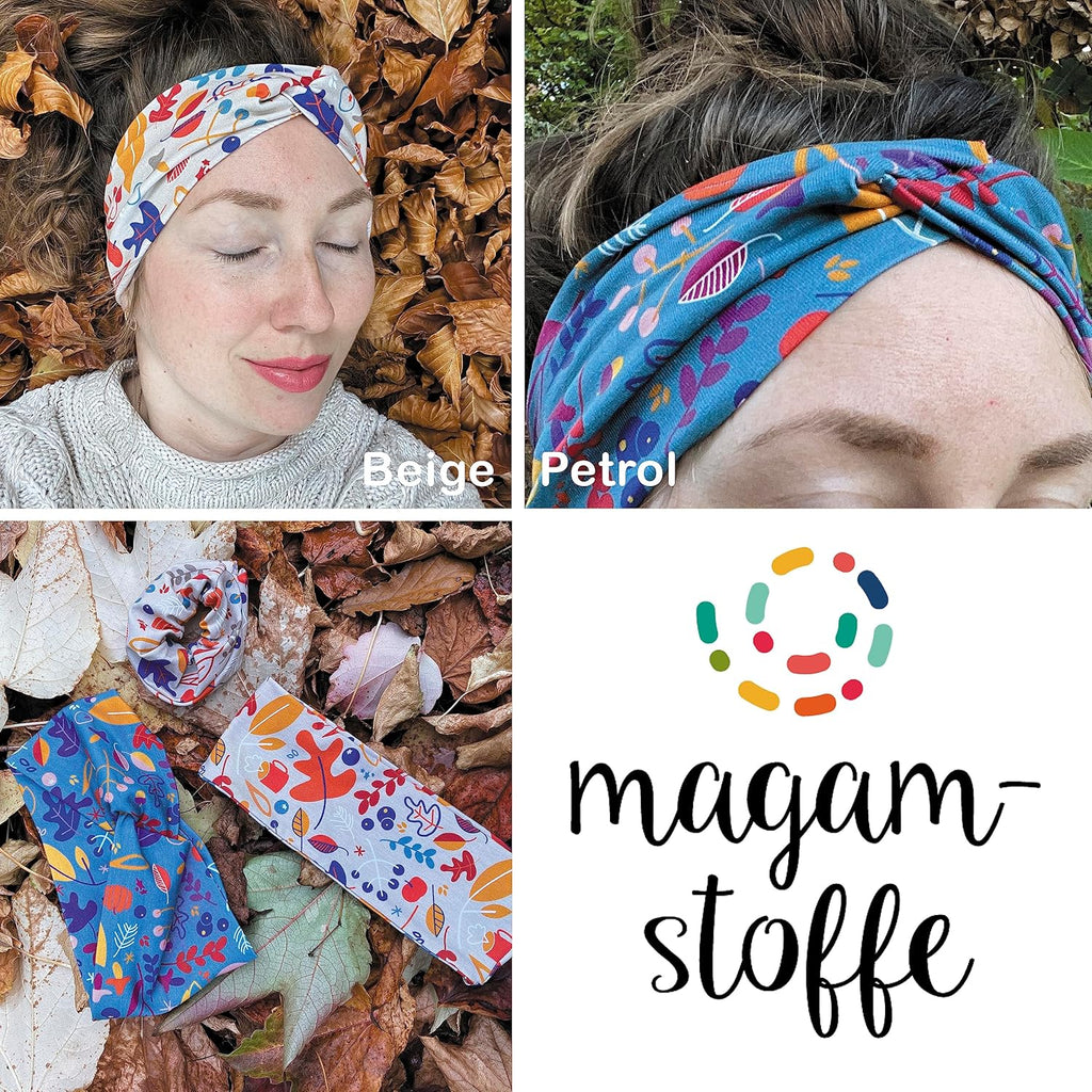 MAGAM-Stoffe Blätter-Tanz Jersey Stoff Oeko-Tex Meterware 50cm (Beige)