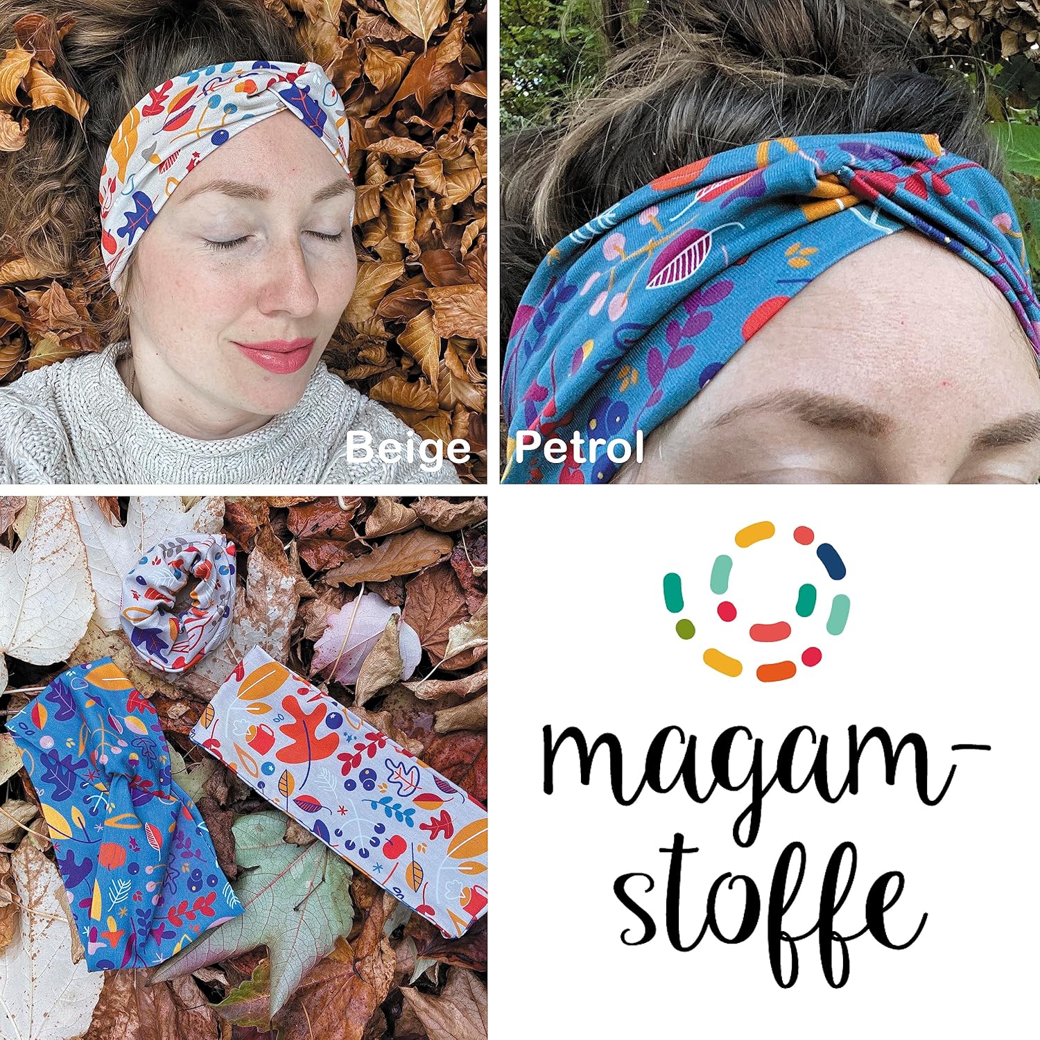 MAGAM-Stoffe Blätter-Tanz Jersey Stoff Oeko-Tex Meterware 50cm (Beige)