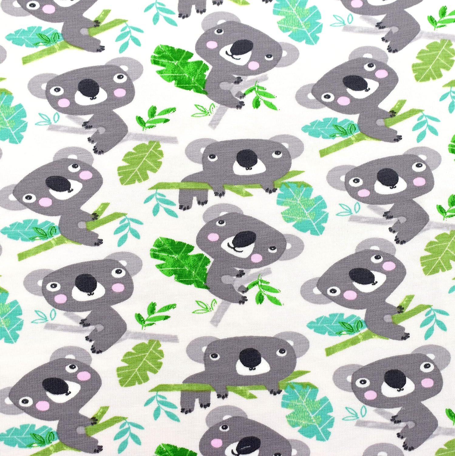 MAGAM-Stoffe Eukalyptus Koala Jersey Stoff Oeko-Tex Meterware 50cm