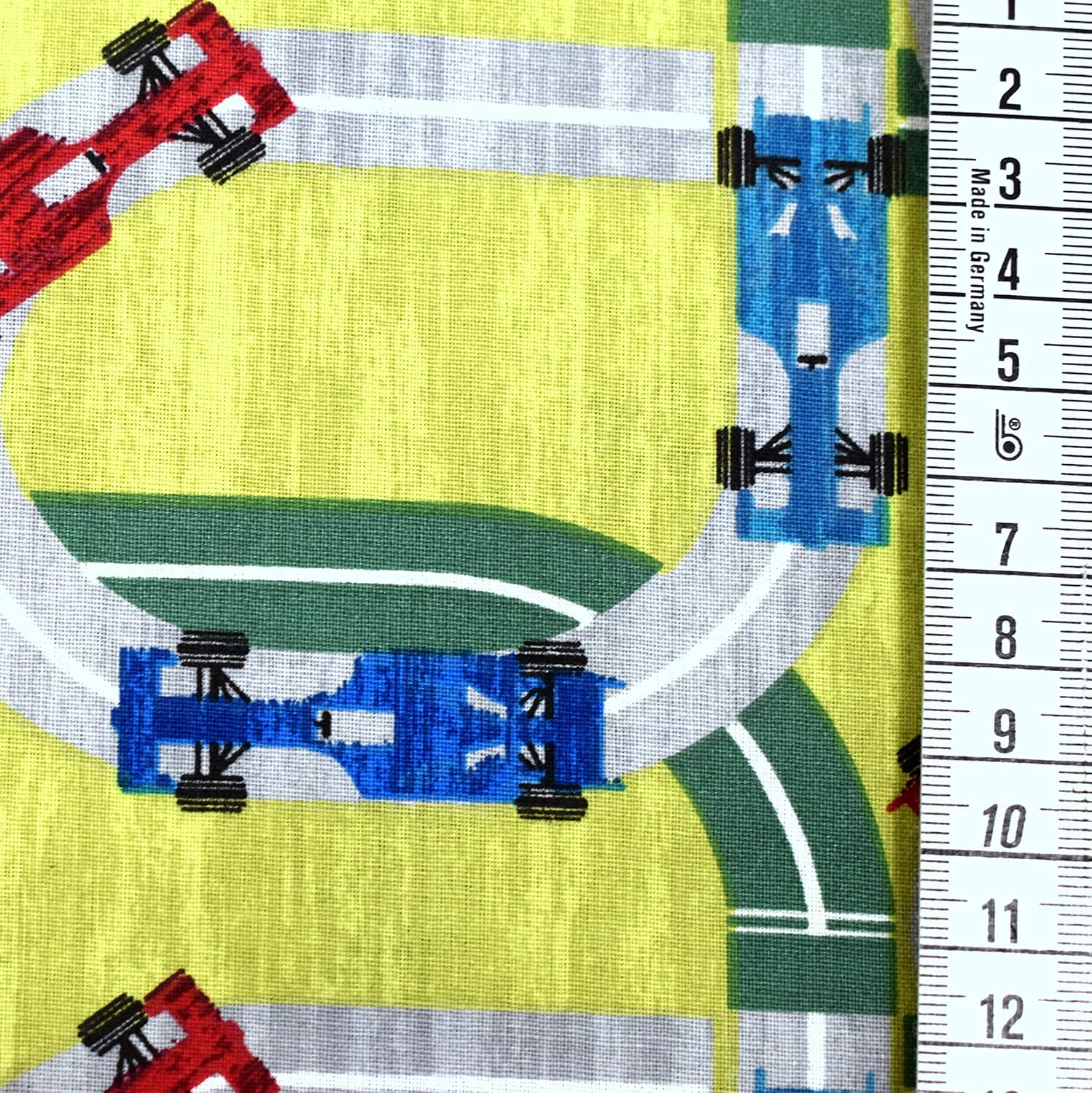 MAGAM-Stoffe Rennautos Drive Kinder Baumwollstoff Oeko-Tex Meterware 50cm (02. Grün)